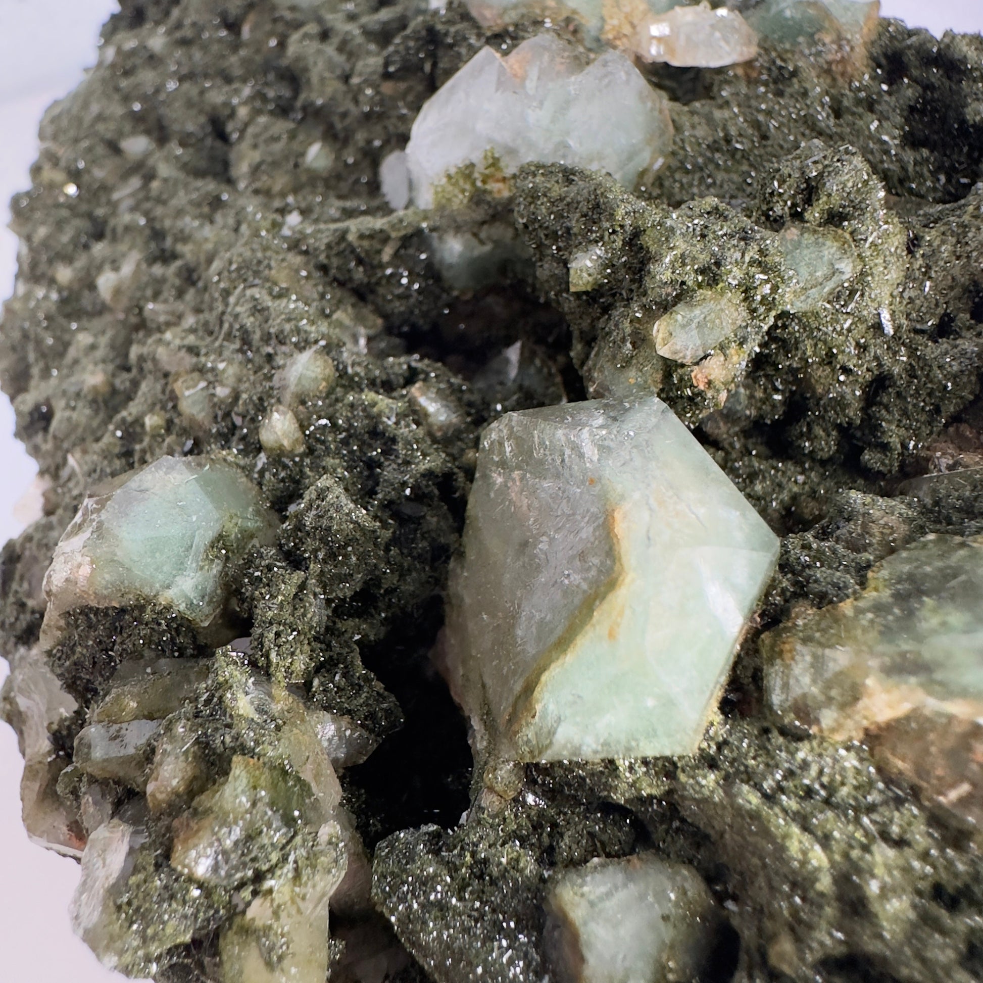 Amazing Epidote On Quartz With Phantoms Genuine Dark Green Crystal Cluster Specimen From Turkey | Tucson Gem Show Exclusive