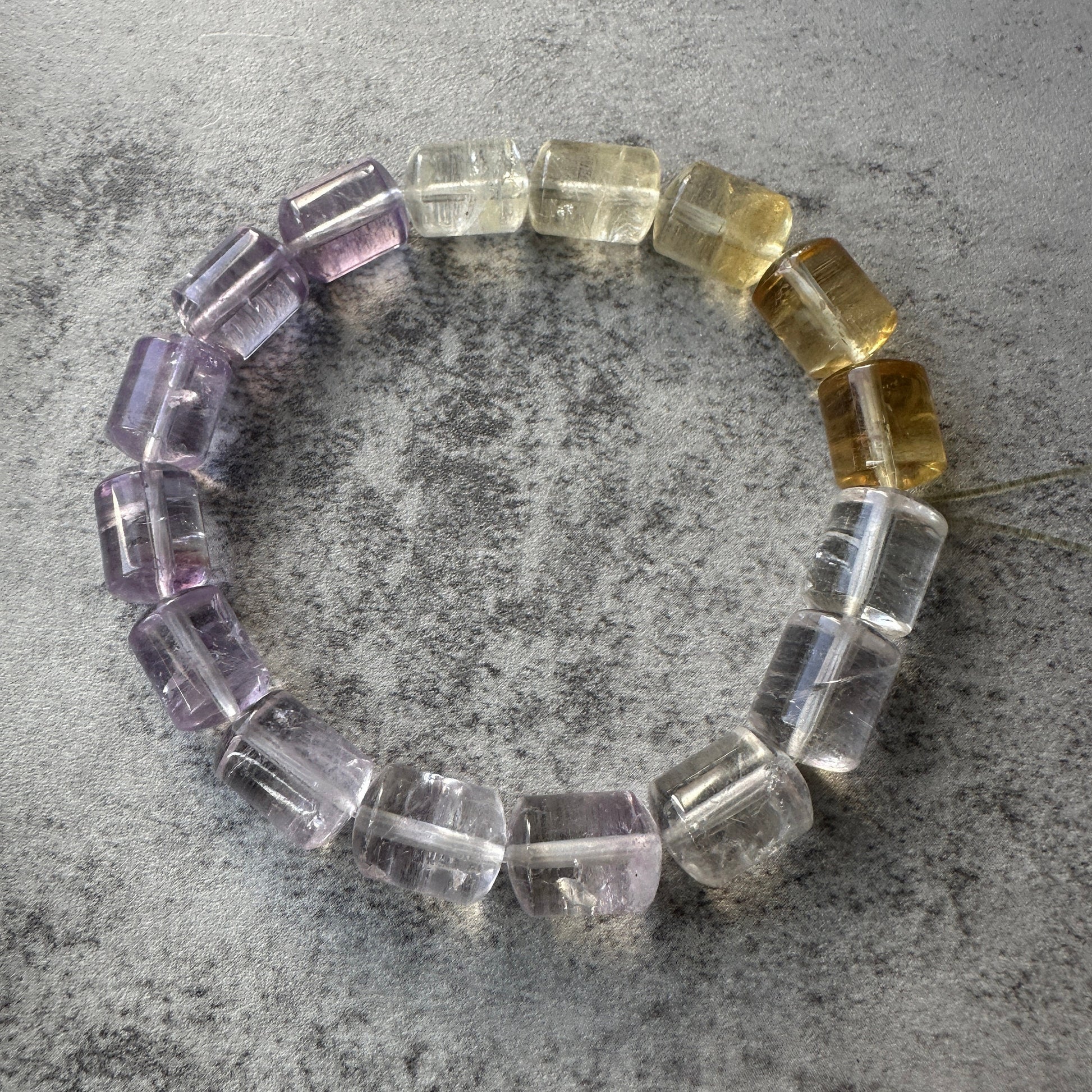 Stunning Citrine & Amethyst Barrel Bracelet With AAA Clarity Genuine High-Quality Crystal