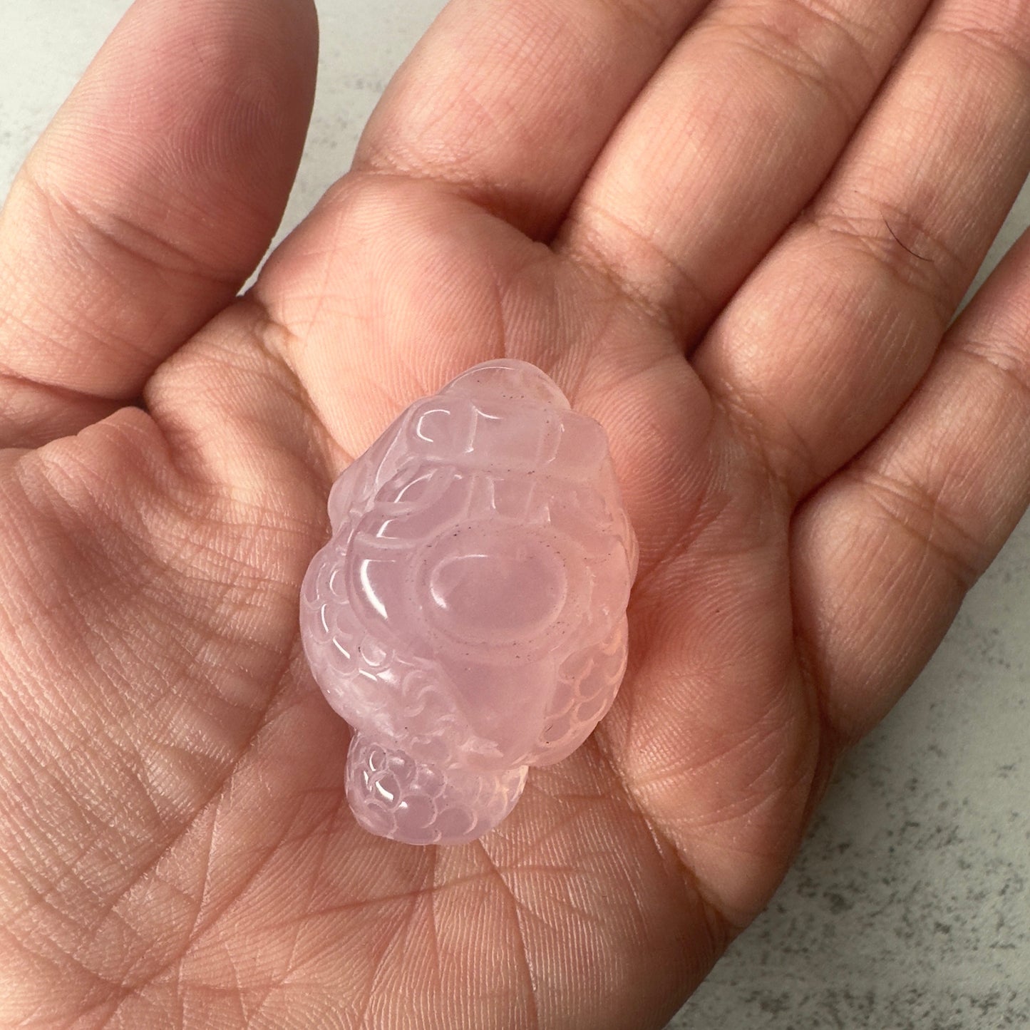 Adorable Mini Money Toad Master Carved In Rose Quartz | Pocket size