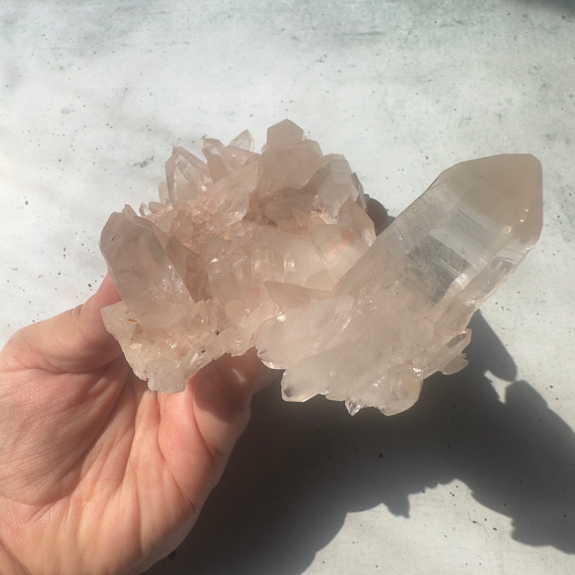 Amazing Pink Himalayan Samadhi Quartz High-Quality Genuine Specimen Double Terminated Crystal Cluster from India | Tucson Gem Show Exclusive