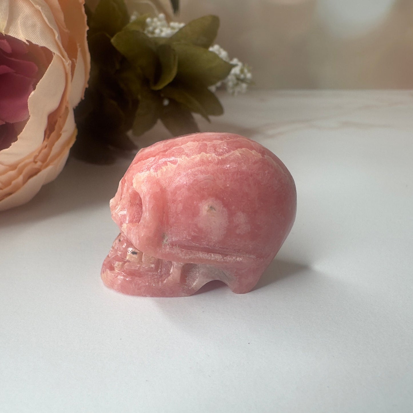 Amazing Rhodochrosite Skull Hand Carved Genuine Crystal From Argentina | Tucson Gem Show Exclusive