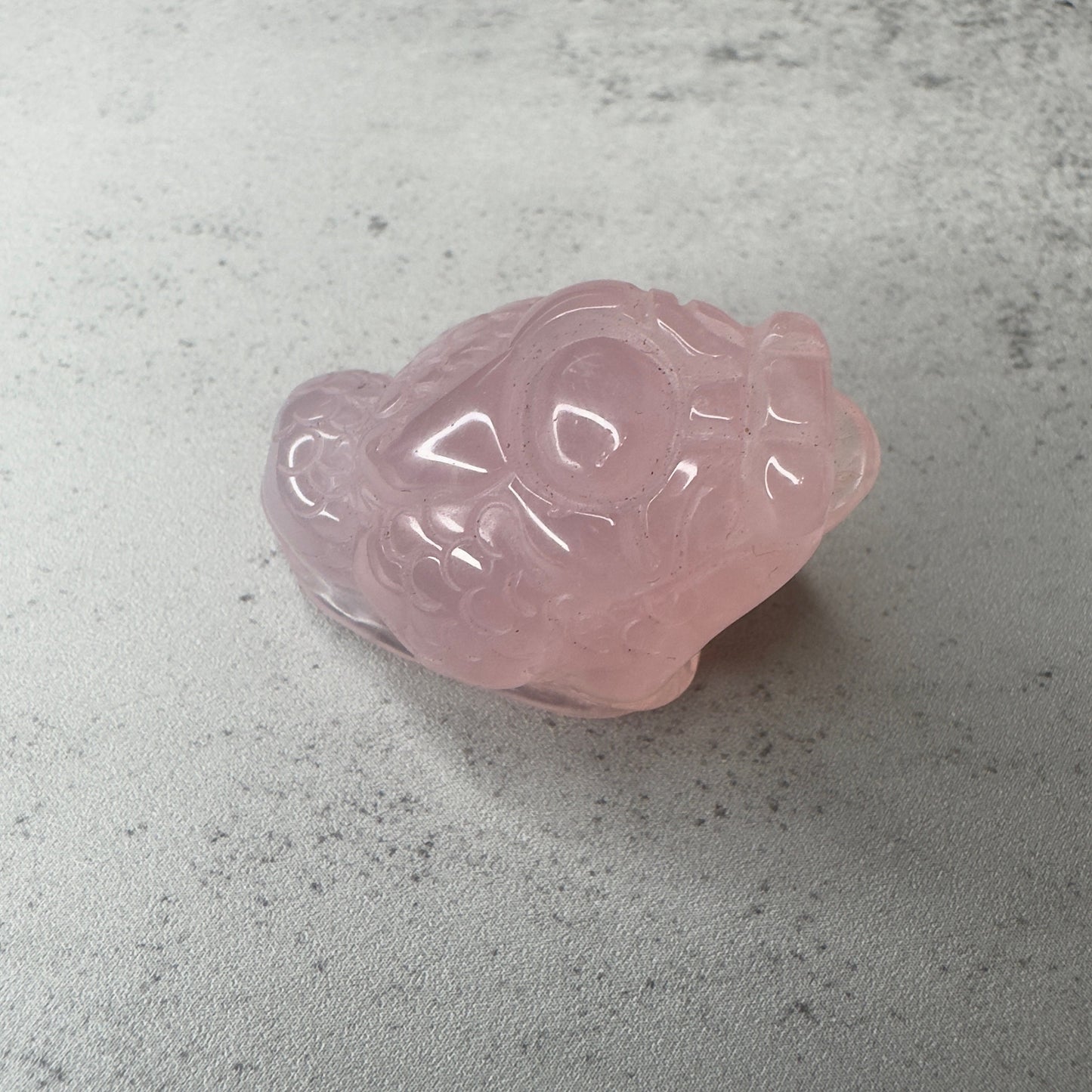 Adorable Mini Money Toad Master Carved In Rose Quartz | Pocket size