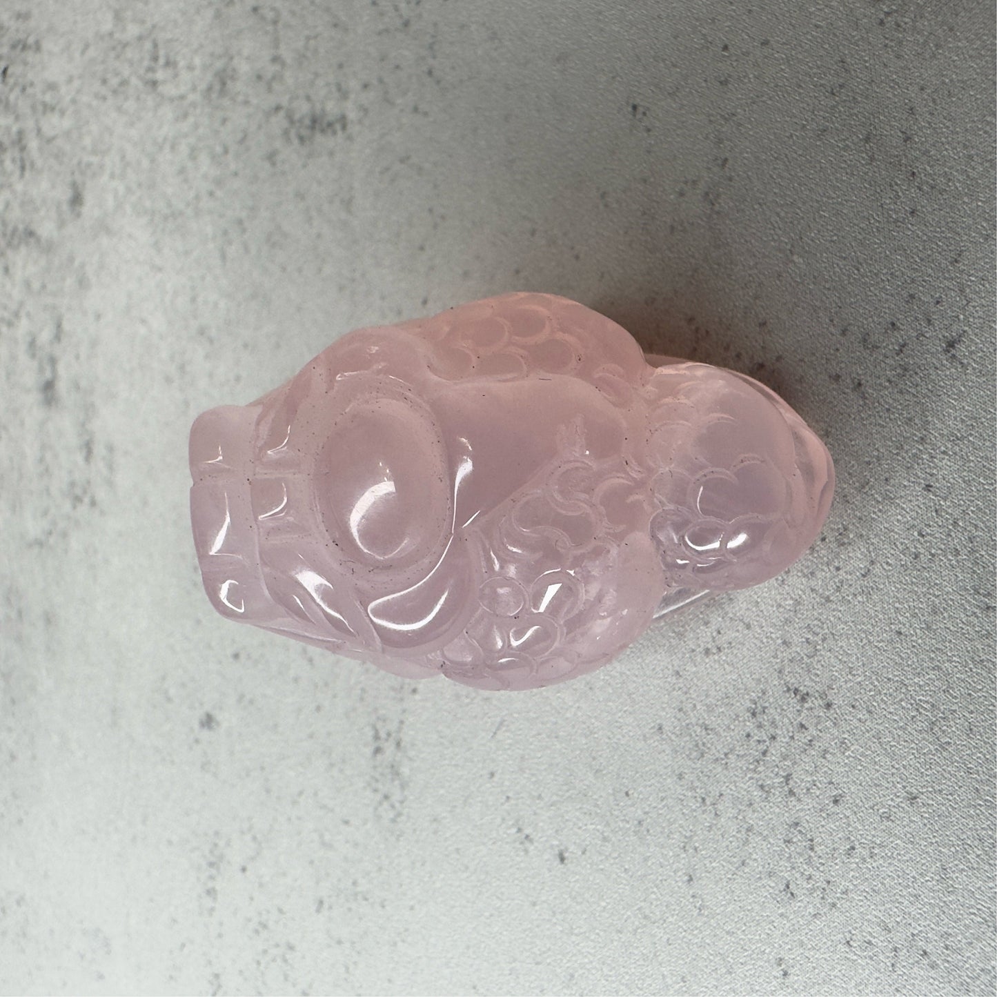 Adorable Mini Money Toad Master Carved In Rose Quartz | Pocket size