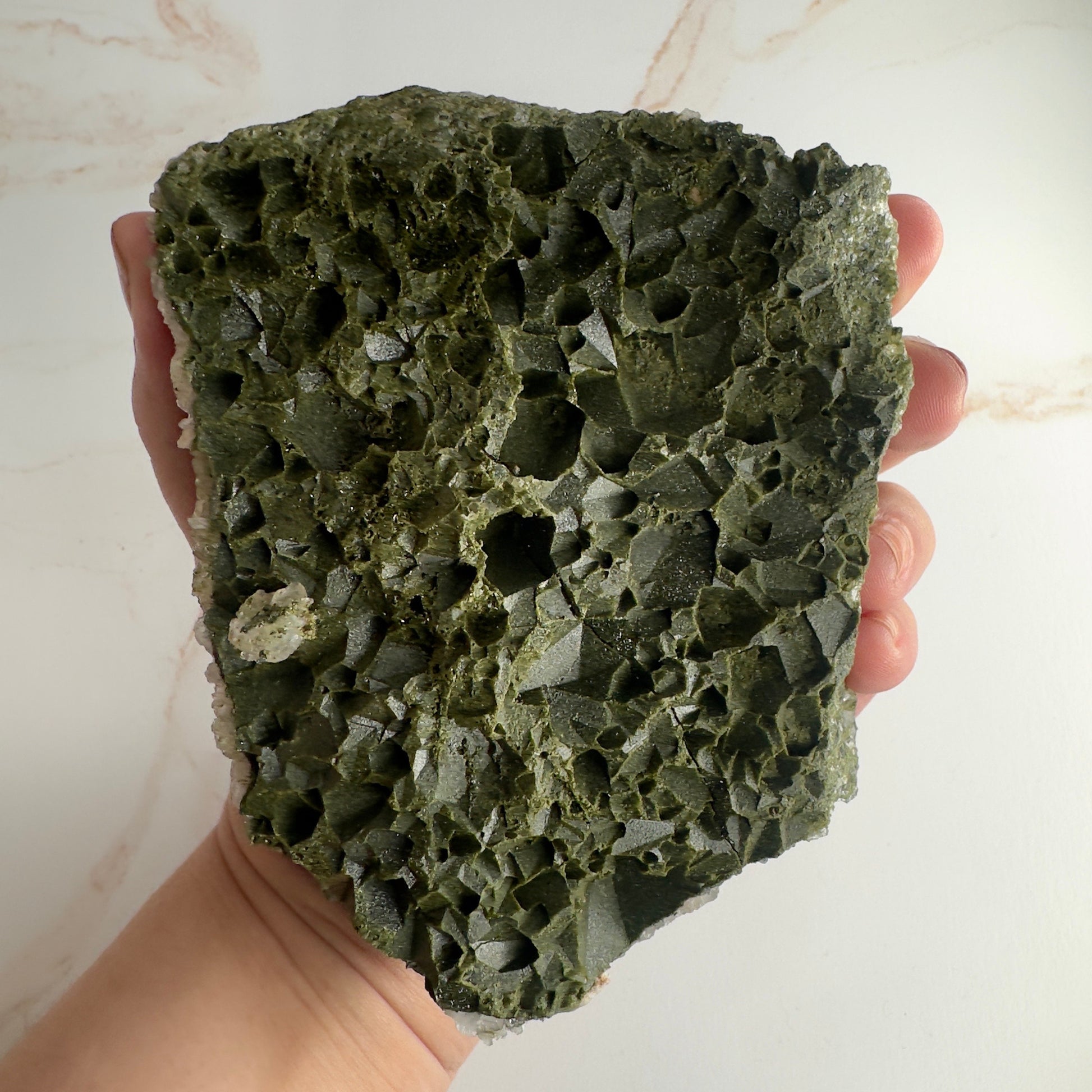 Forest Epidote On Quartz Genuine Dark Green Crystal Cluster Specimen From Turkey | Tucson Gem Show Exclusive