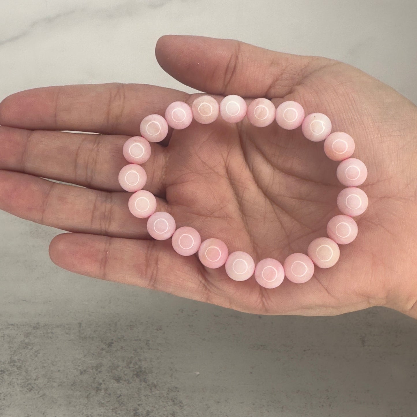 Beautiful Peruvian Pink Opal Bracelet High-Quality Crystal Jewelry Beads in 9.3mm