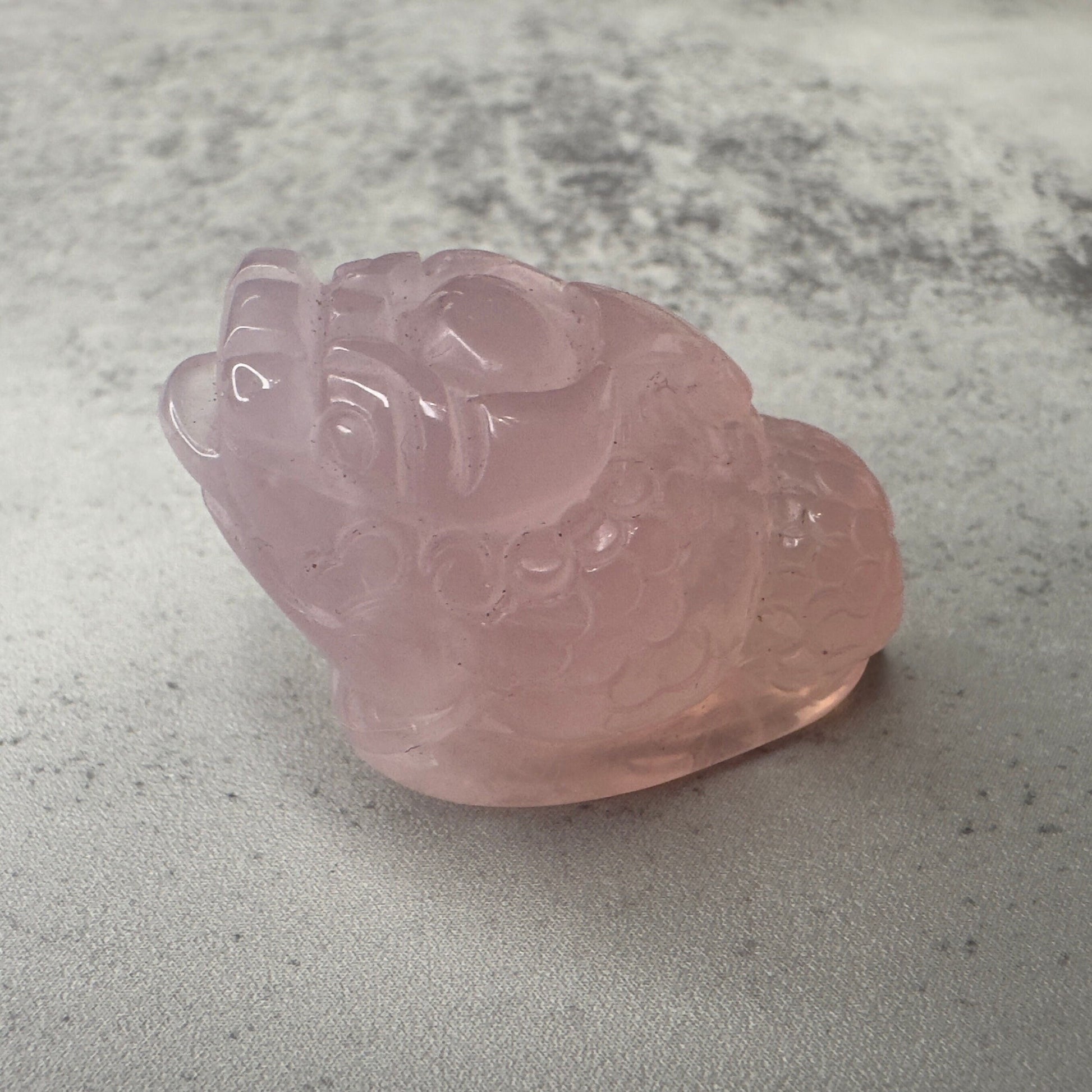 Adorable Mini Money Toad Master Carved In Rose Quartz | Pocket size