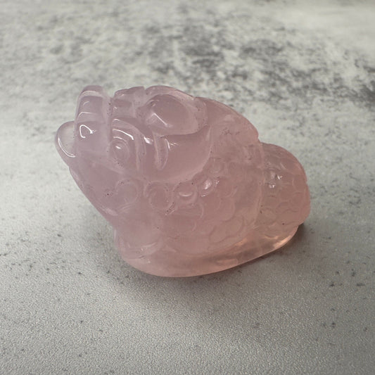Adorable Mini Money Toad Master Carved In Rose Quartz | Pocket size