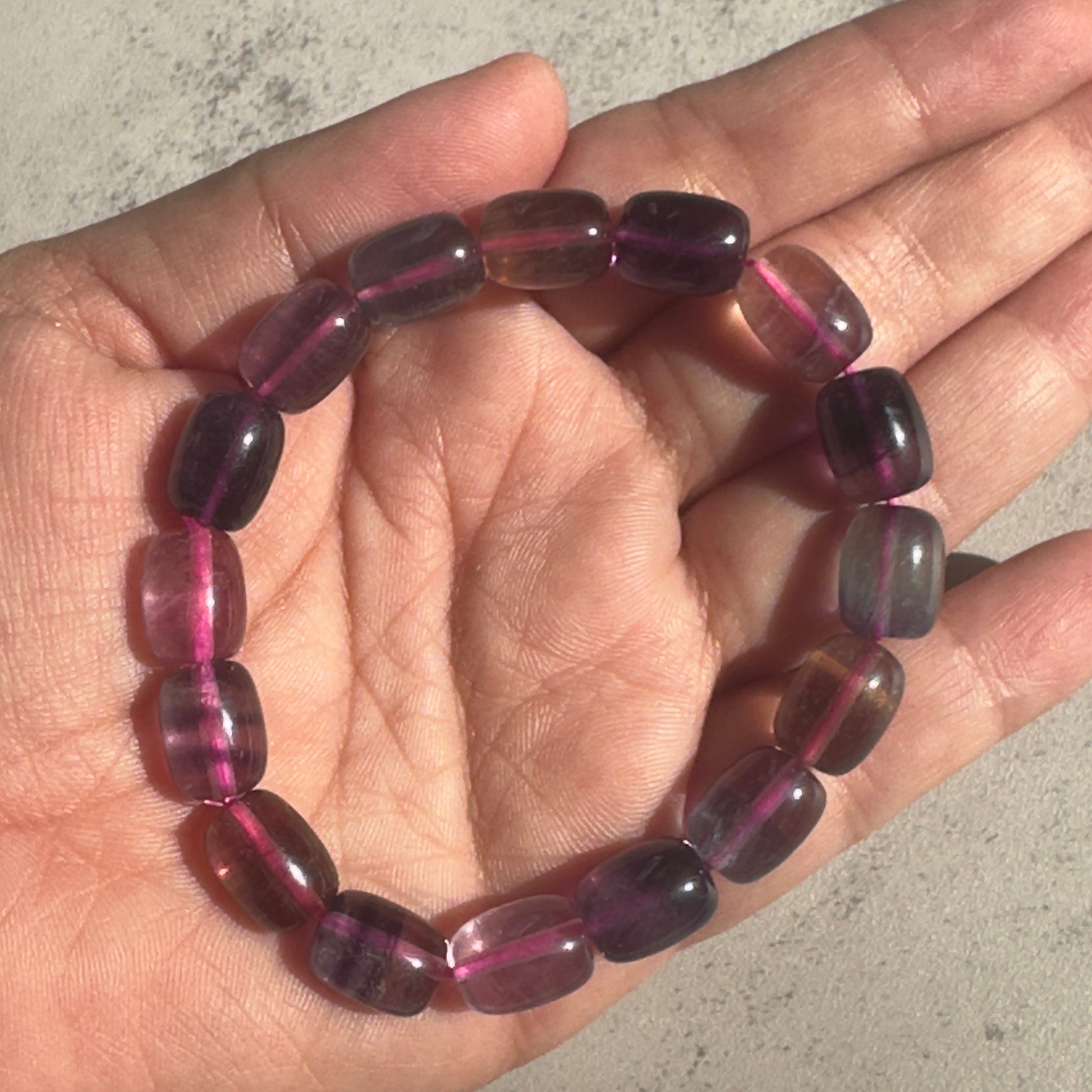 Barrel Fluorite Bracelet With Banding High-Quality Crystal Jewelry Beads in 8.8mm