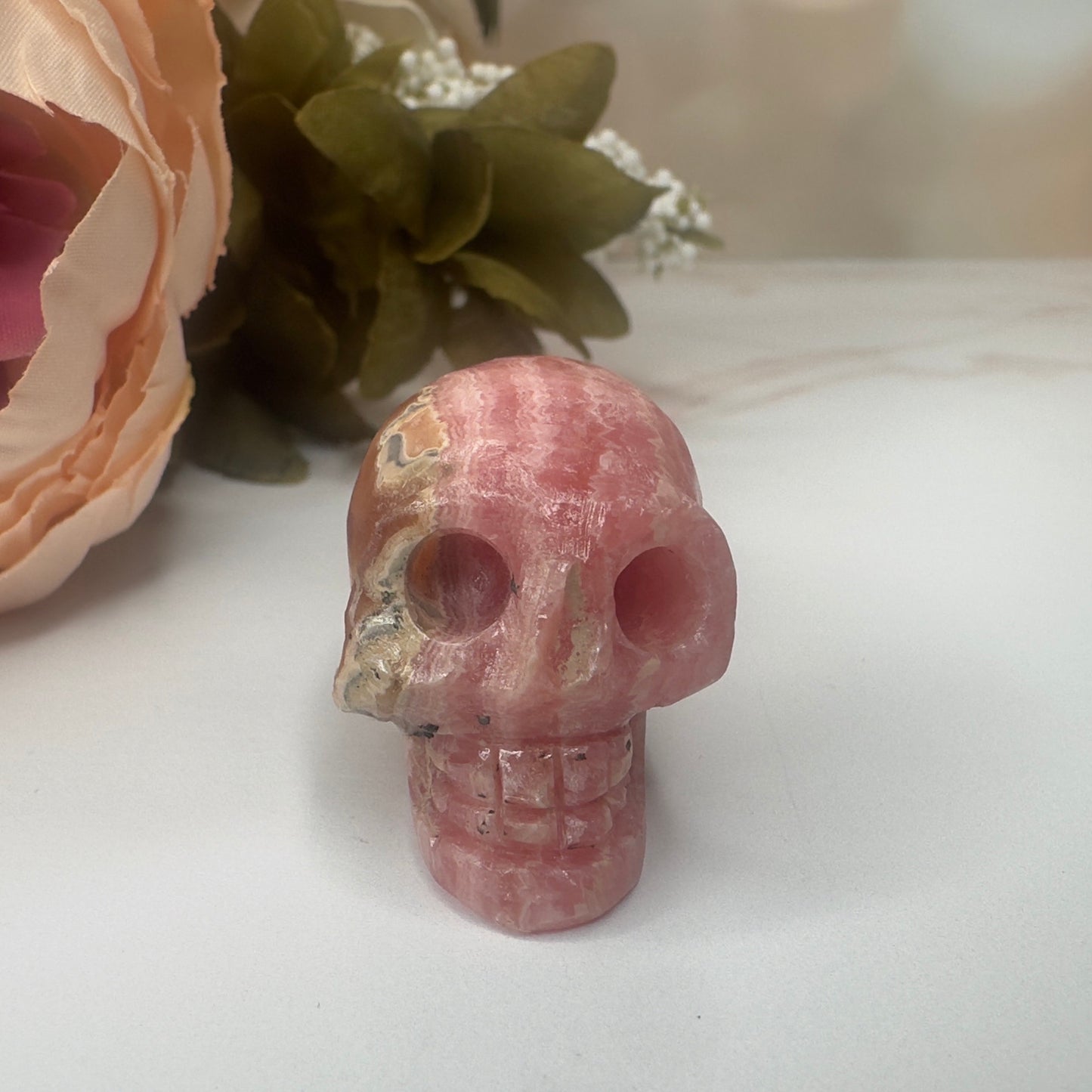 Amazing Rhodochrosite Skull Hand Carved Genuine Crystal From Argentina | Tucson Gem Show Exclusive