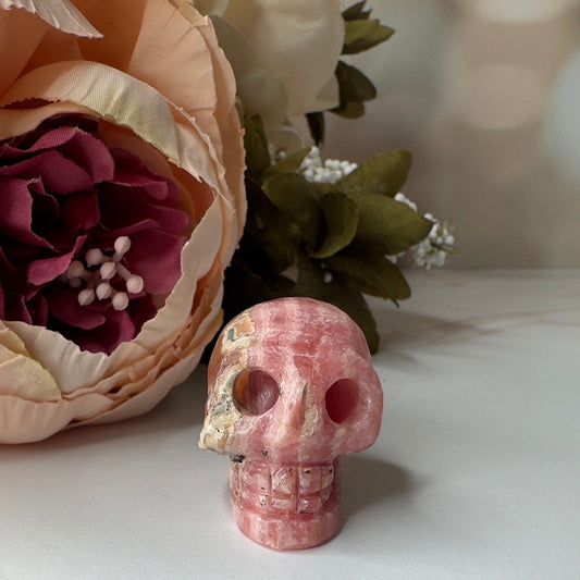 Amazing Rhodochrosite Skull Hand Carved Genuine Crystal From Argentina | Tucson Gem Show Exclusive