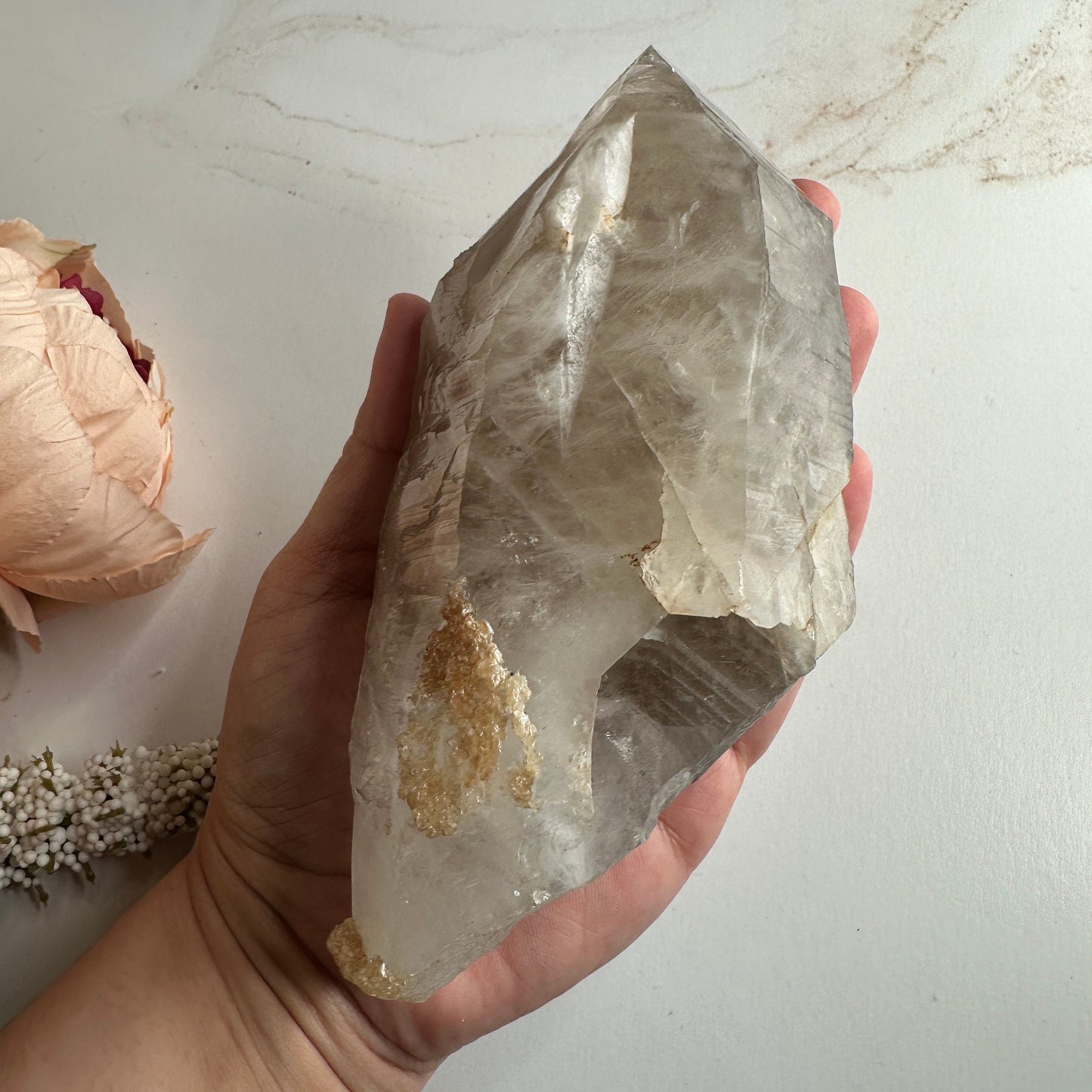 Raw Smoky Quartz Point Large With Mica & Contact keys From Brazil