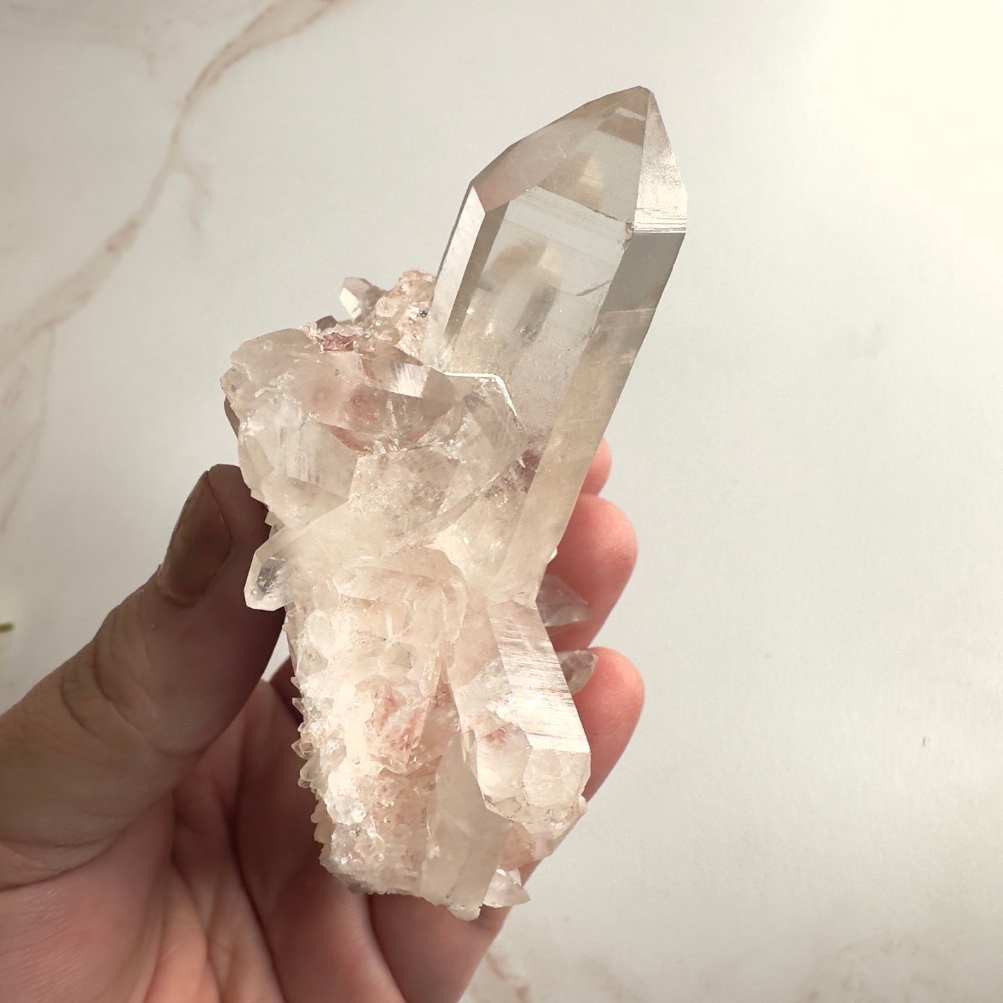 Beautiful Pink Himalayan Samadhi Quartz High-Quality Genuine Specimen Crystal Cluster from India | Tucson Gem Show Exclusive