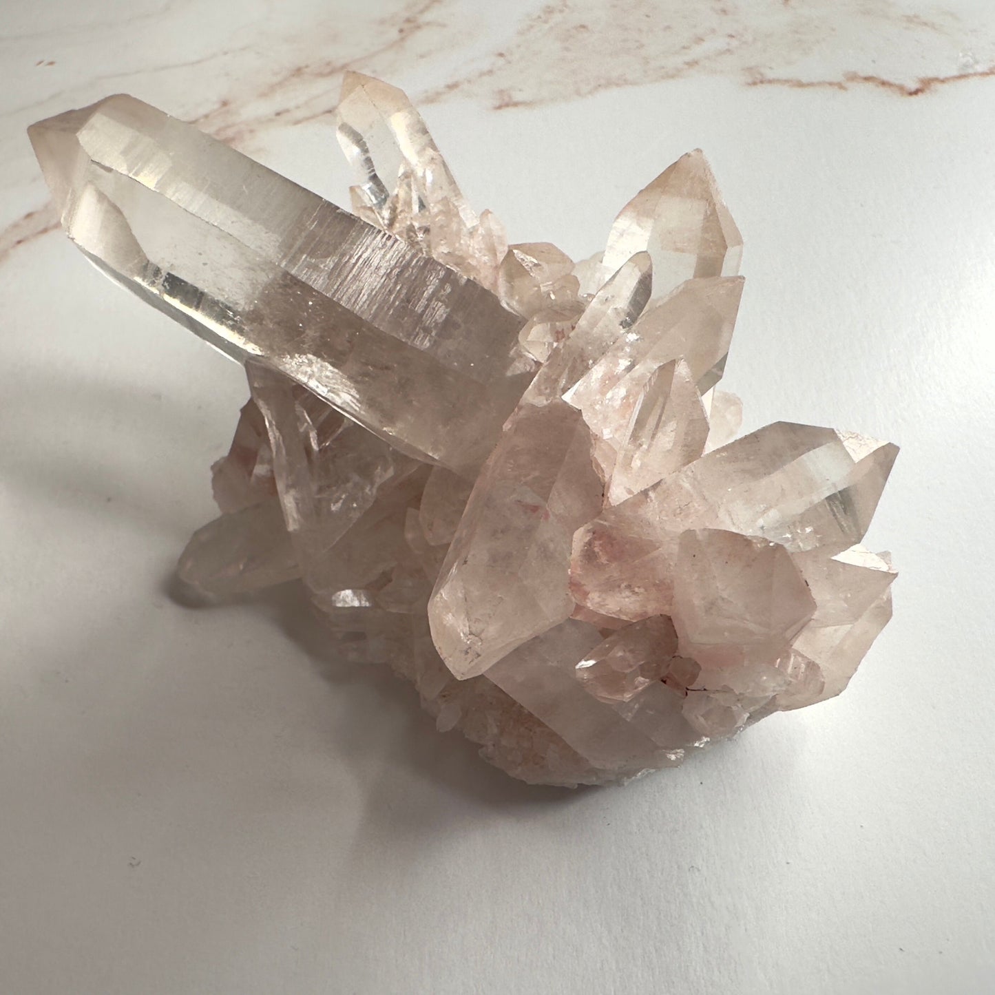 Beautiful Pink Himalayan Samadhi Quartz High-Quality Genuine Specimen Crystal Cluster from India | Tucson Gem Show Exclusive