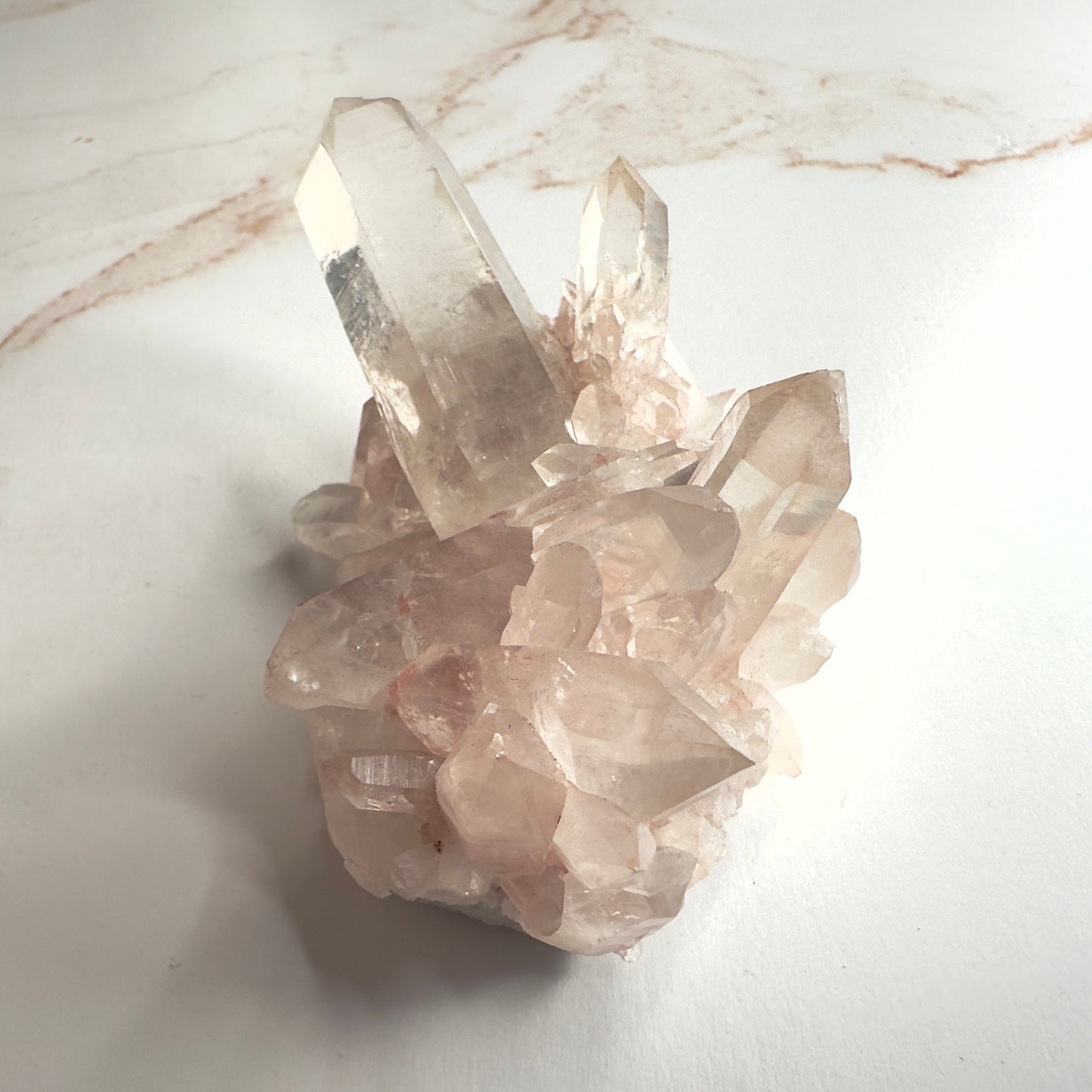 Beautiful Pink Himalayan Samadhi Quartz High-Quality Genuine Specimen Crystal Cluster from India | Tucson Gem Show Exclusive