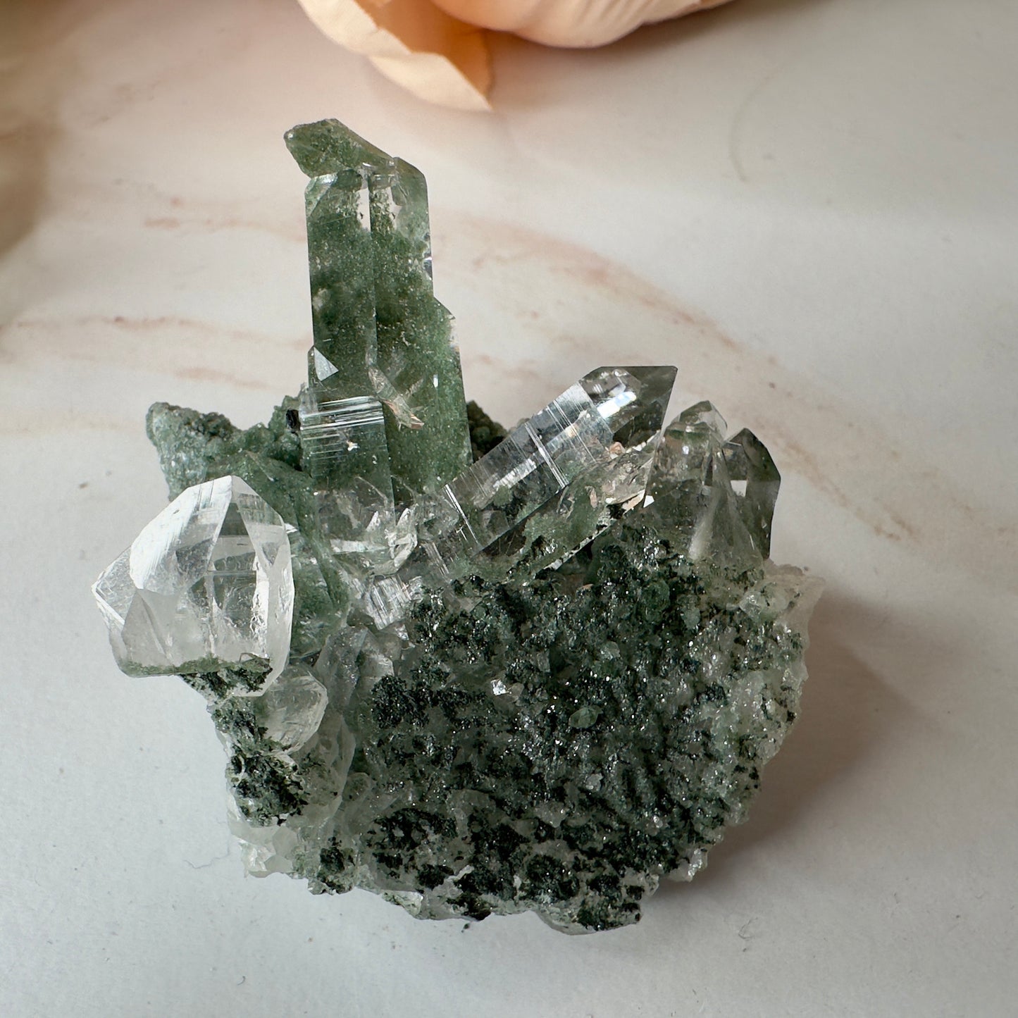 Chlorite Himalayan Specimen Cluster With Rutile Inclusions From India AAA+ grade | Tucson Gem Show Exclusive