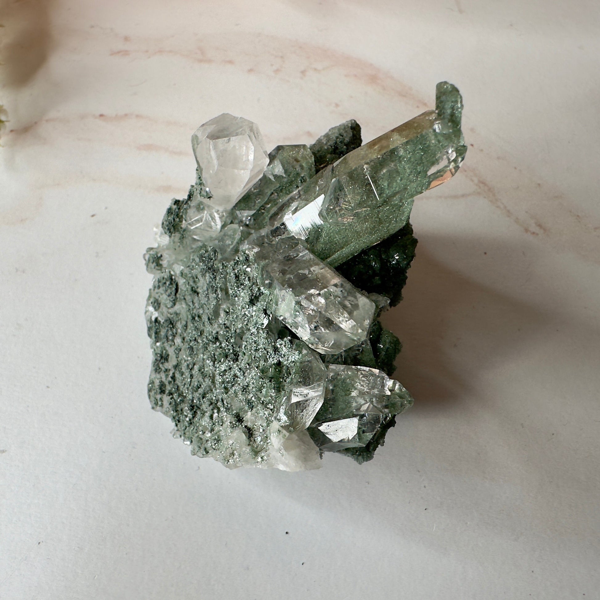 Chlorite Himalayan Specimen Cluster With Rutile Inclusions From India AAA+ grade | Tucson Gem Show Exclusive