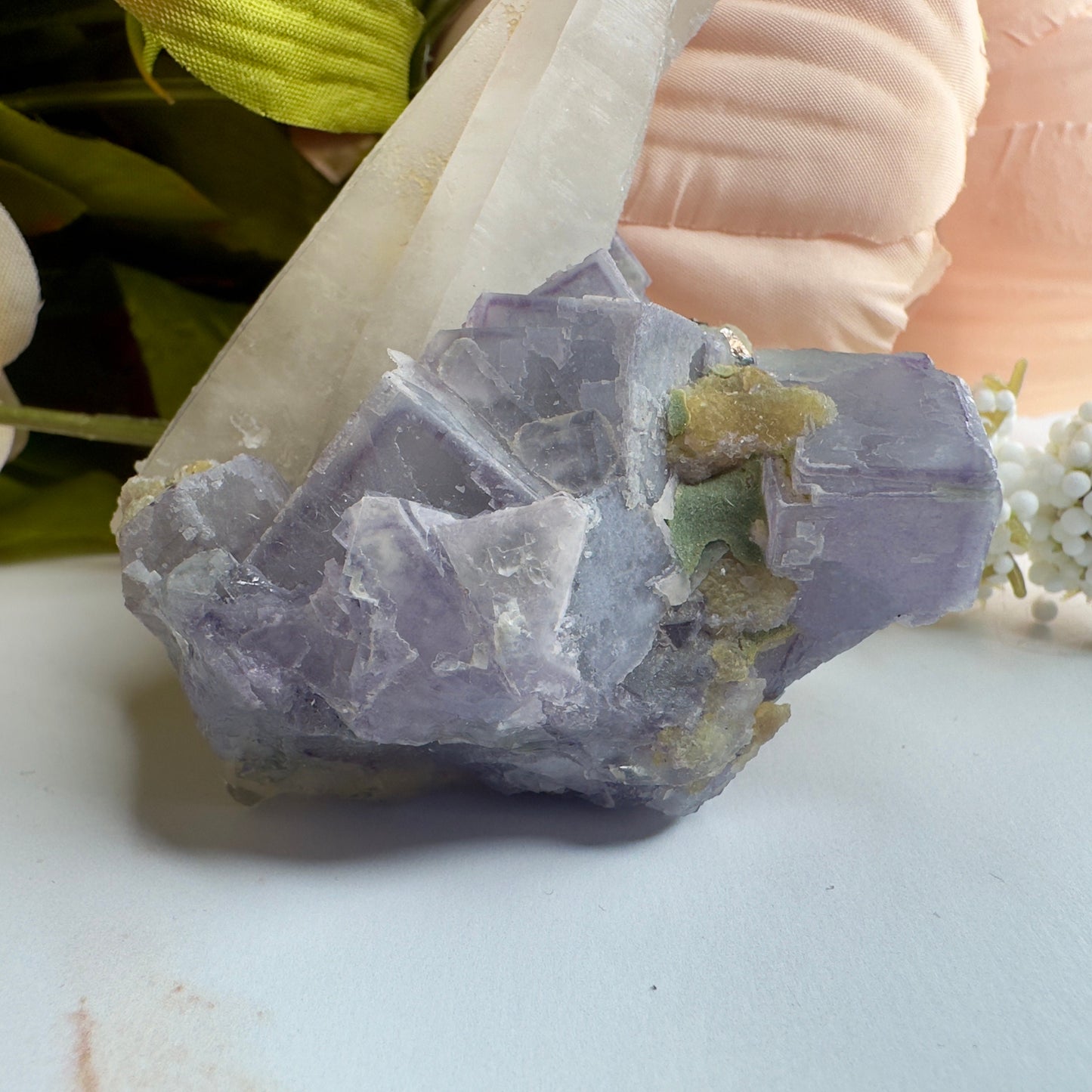 Amazing Yaogangxian/YGX Fluorite Specimen With Arsenopyrite On Quartz High-Quality Purple Formation Cubes