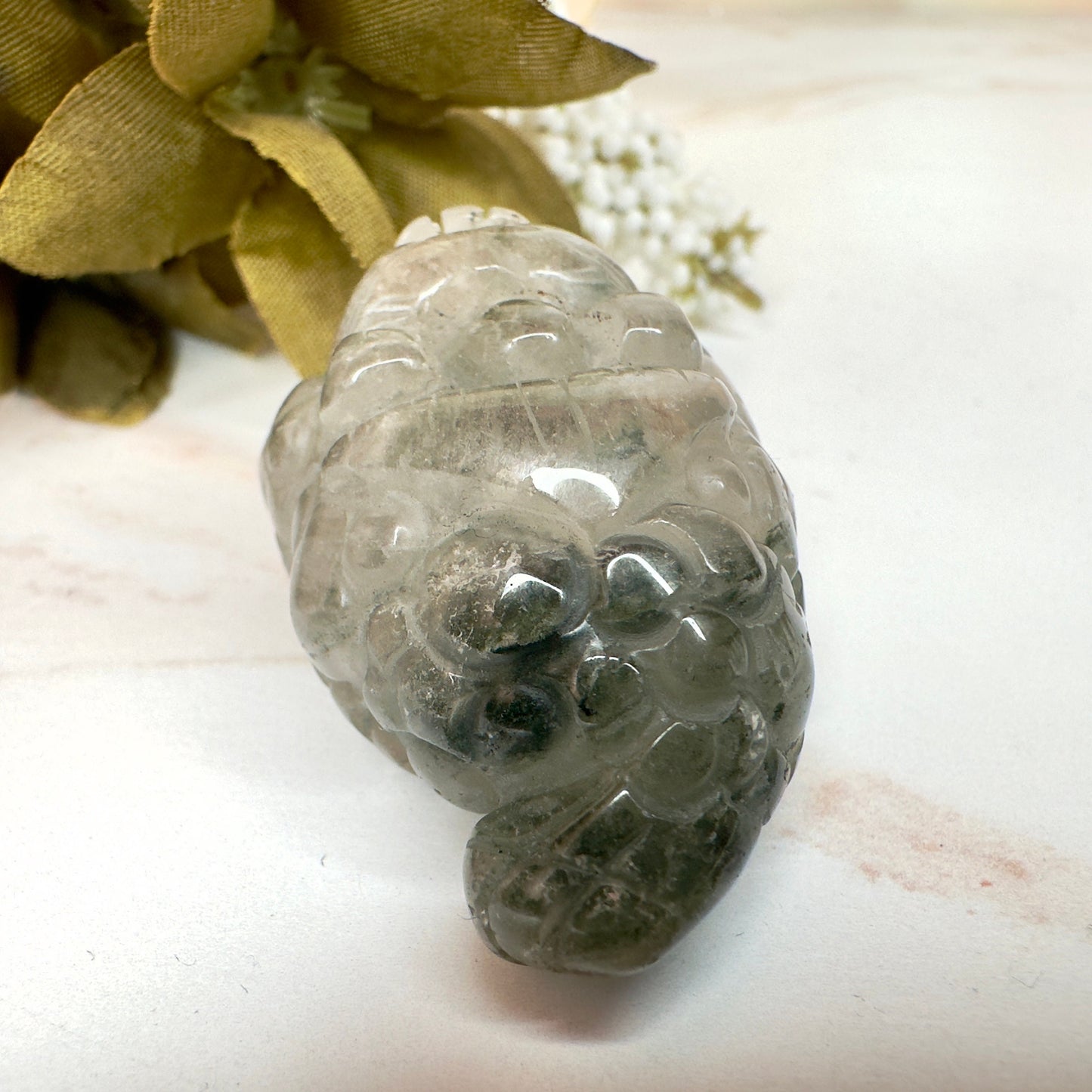 Adorable Mini Money Toad Master Carved In Garden Quartz | Pocket size