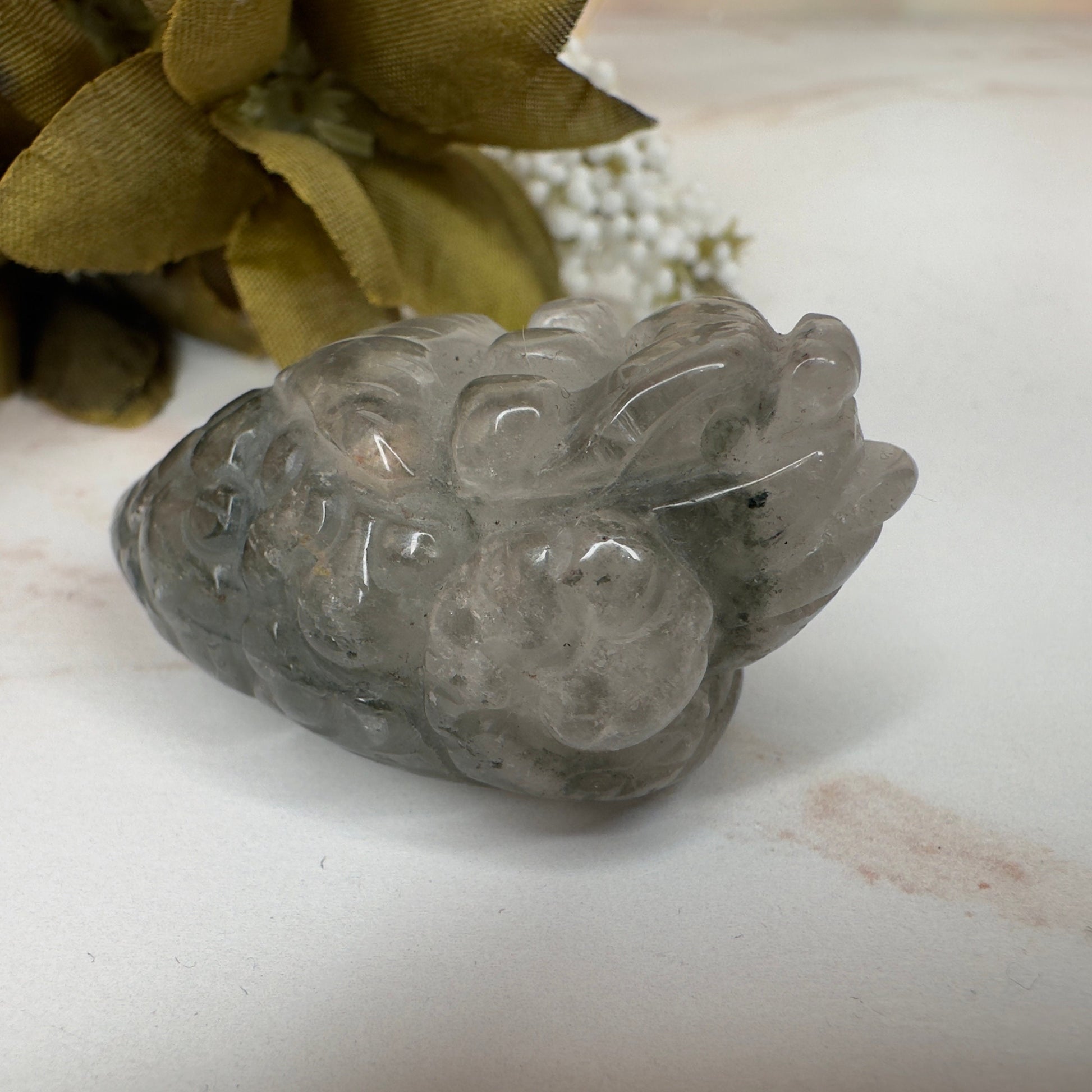 Adorable Mini Money Toad Master Carved In Garden Quartz | Pocket size