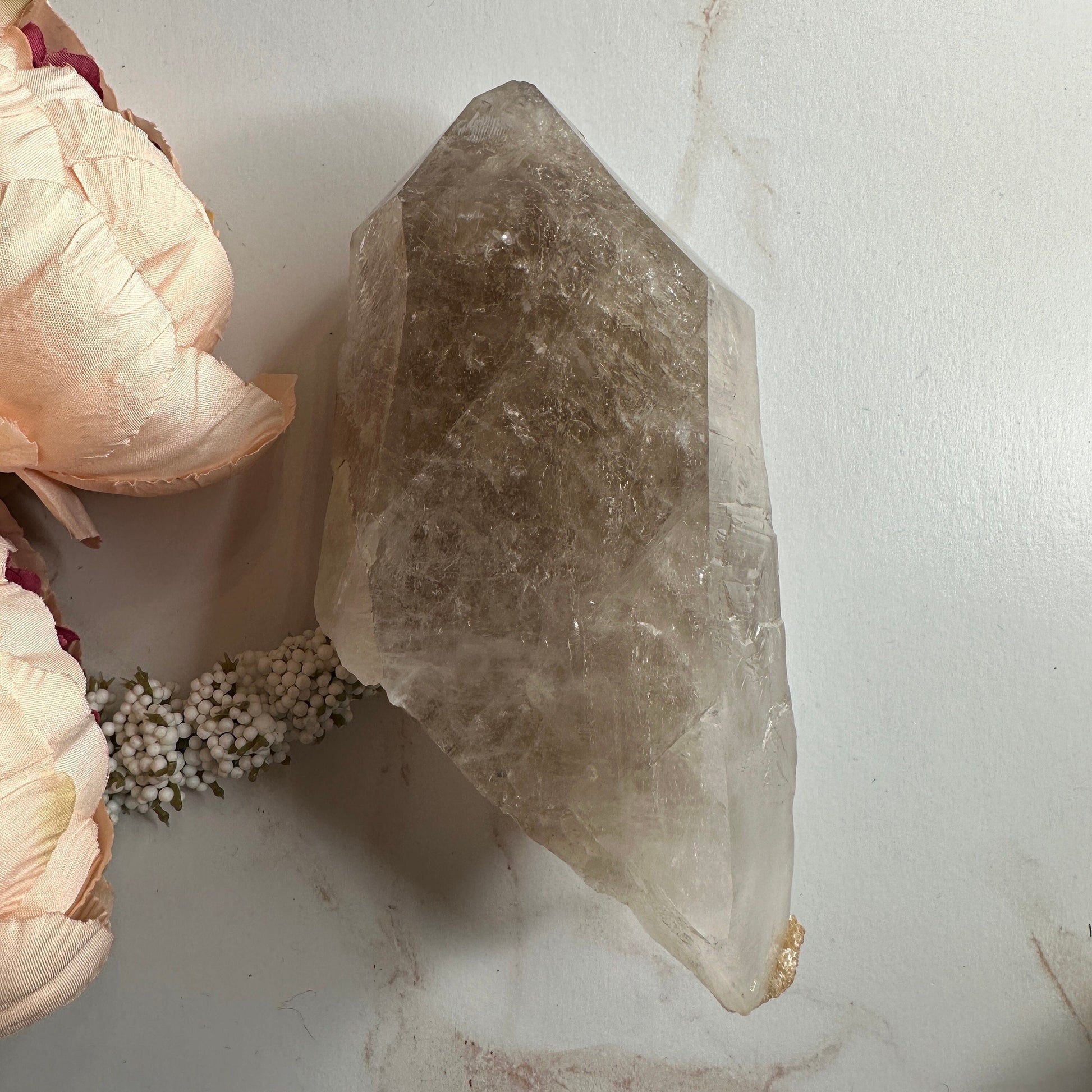 Raw Smoky Quartz Point Large With Mica & Contact keys From Brazil