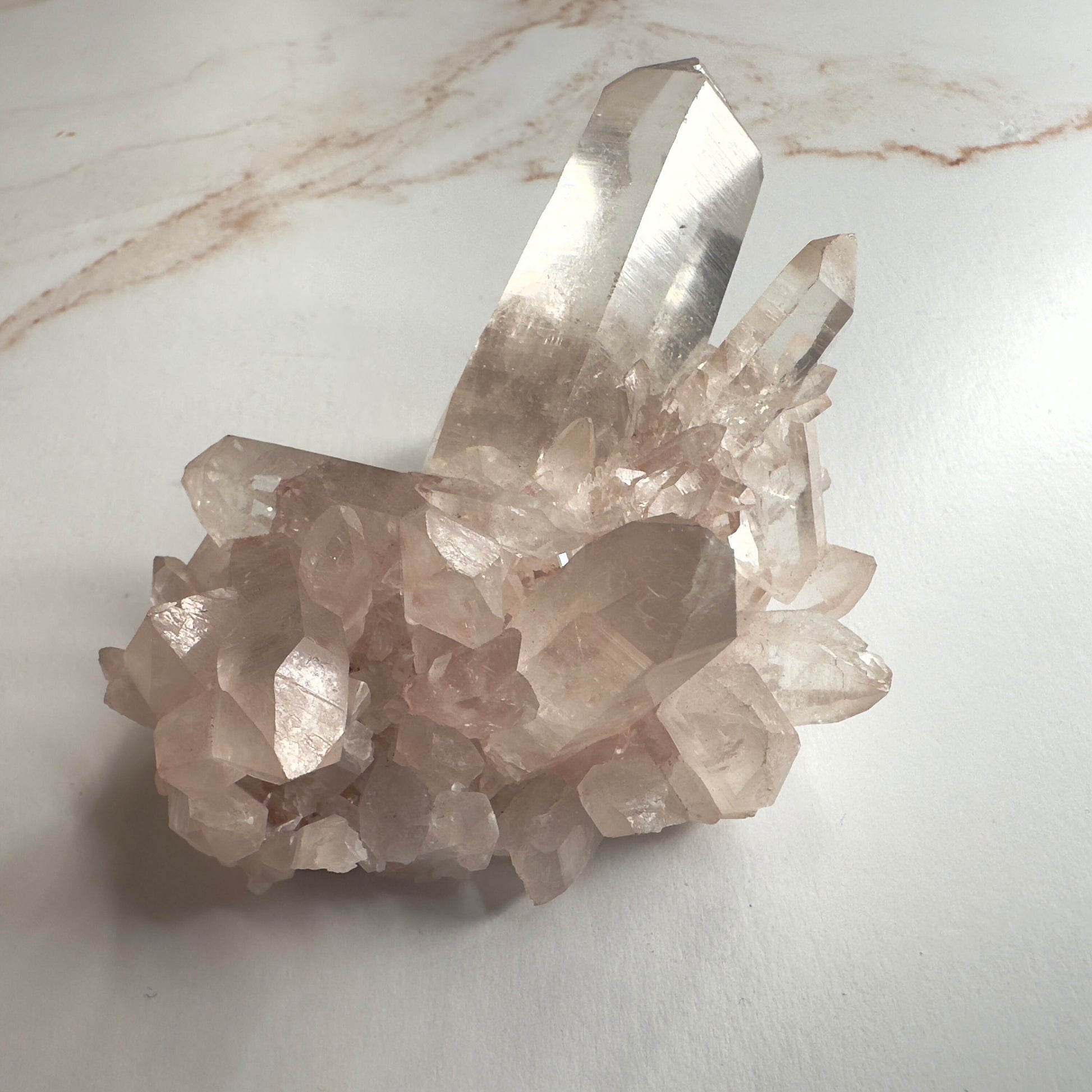 Beautiful Pink Himalayan Samadhi Quartz High-Quality Genuine Specimen Crystal Cluster from India | Tucson Gem Show Exclusive