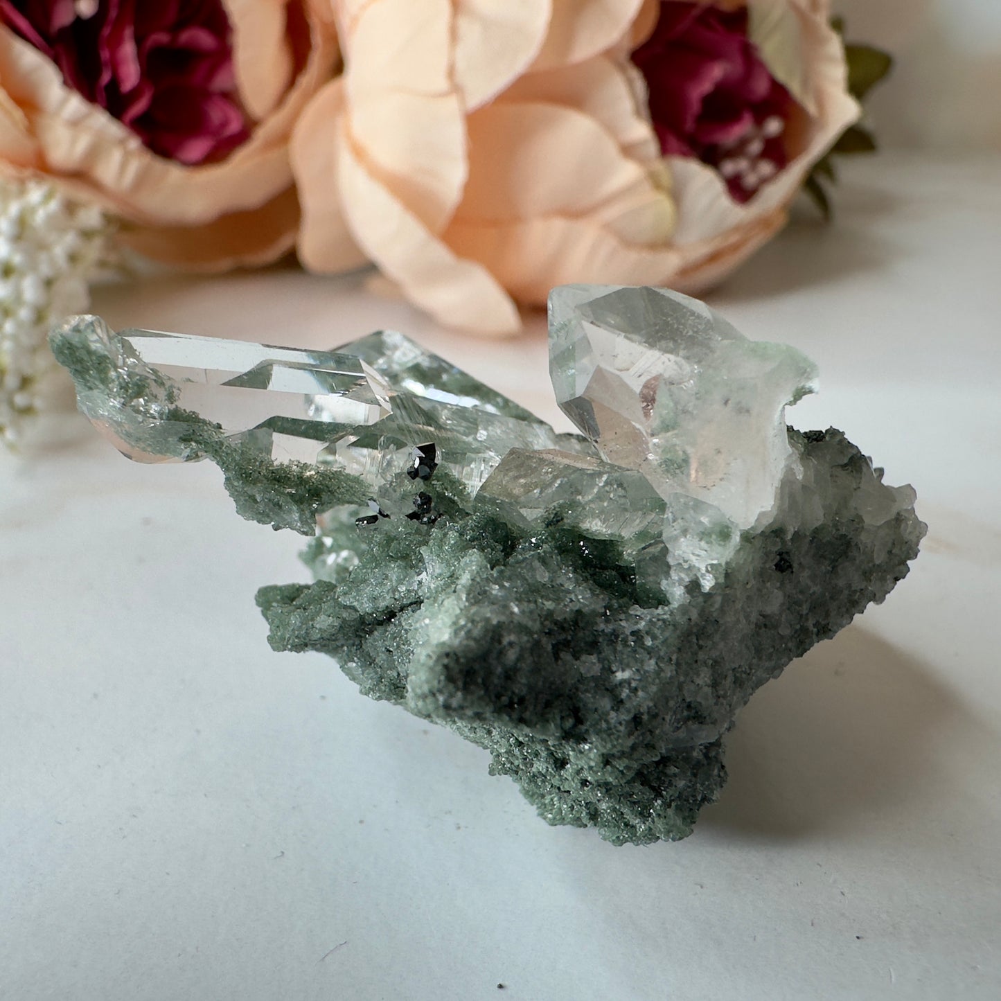 Chlorite Himalayan Specimen Cluster With Rutile Inclusions From India AAA+ grade | Tucson Gem Show Exclusive