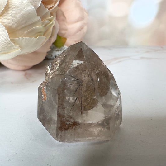 Beautiful Rutile in Quartz With Garden Inclusions Tower From Minas Gerais, Brazil