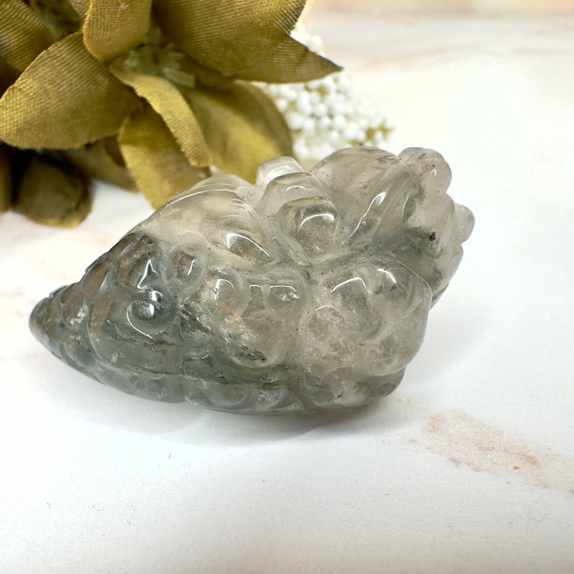 Adorable Mini Money Toad Master Carved In Garden Quartz | Pocket size