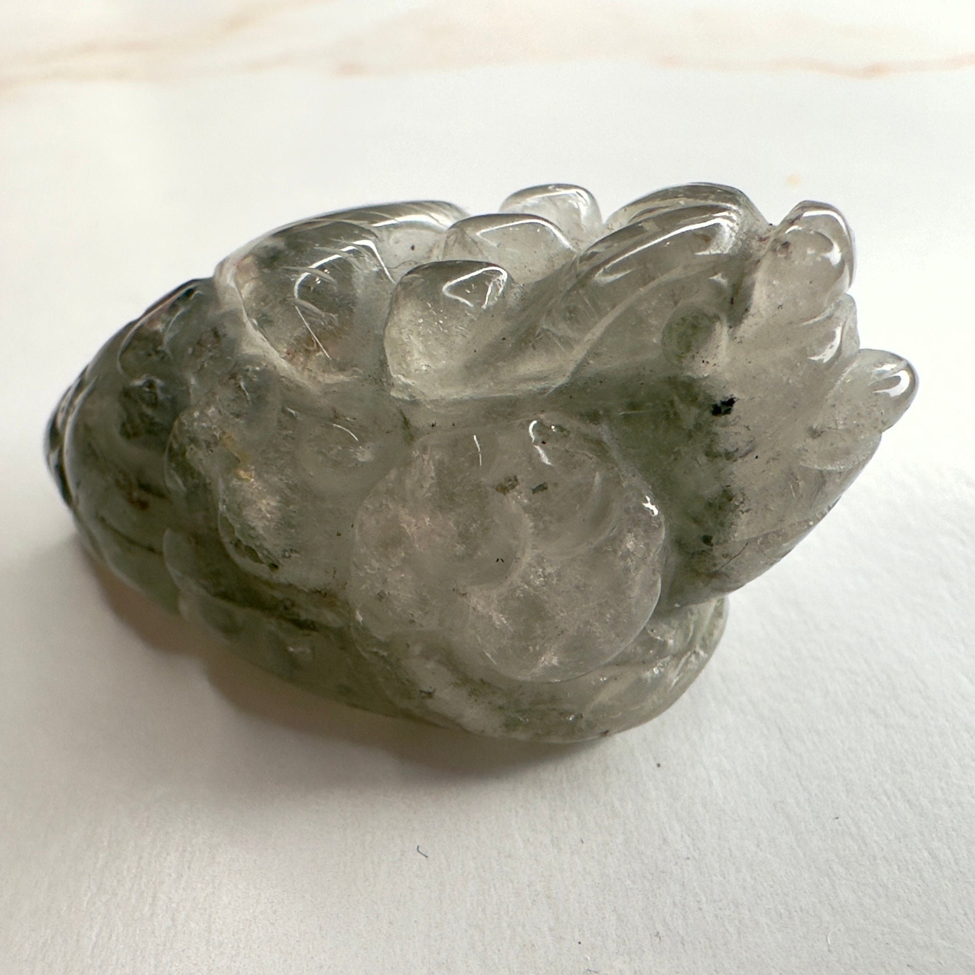 Adorable Mini Money Toad Master Carved In Garden Quartz | Pocket size