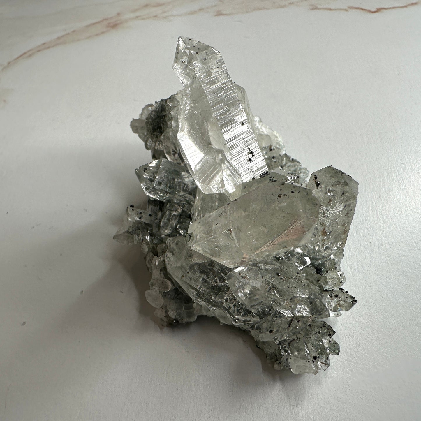 Chlorite Himalayan Quartz Specimen Cluster With Anatase From India AAA+ grade | Tucson Gem Show Exclusive