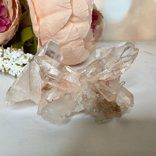 Pink Himalayan Samadhi Quartz High-Quality Genuine Specimen Crystal Cluster from India | Tucson Gem Show Exclusive