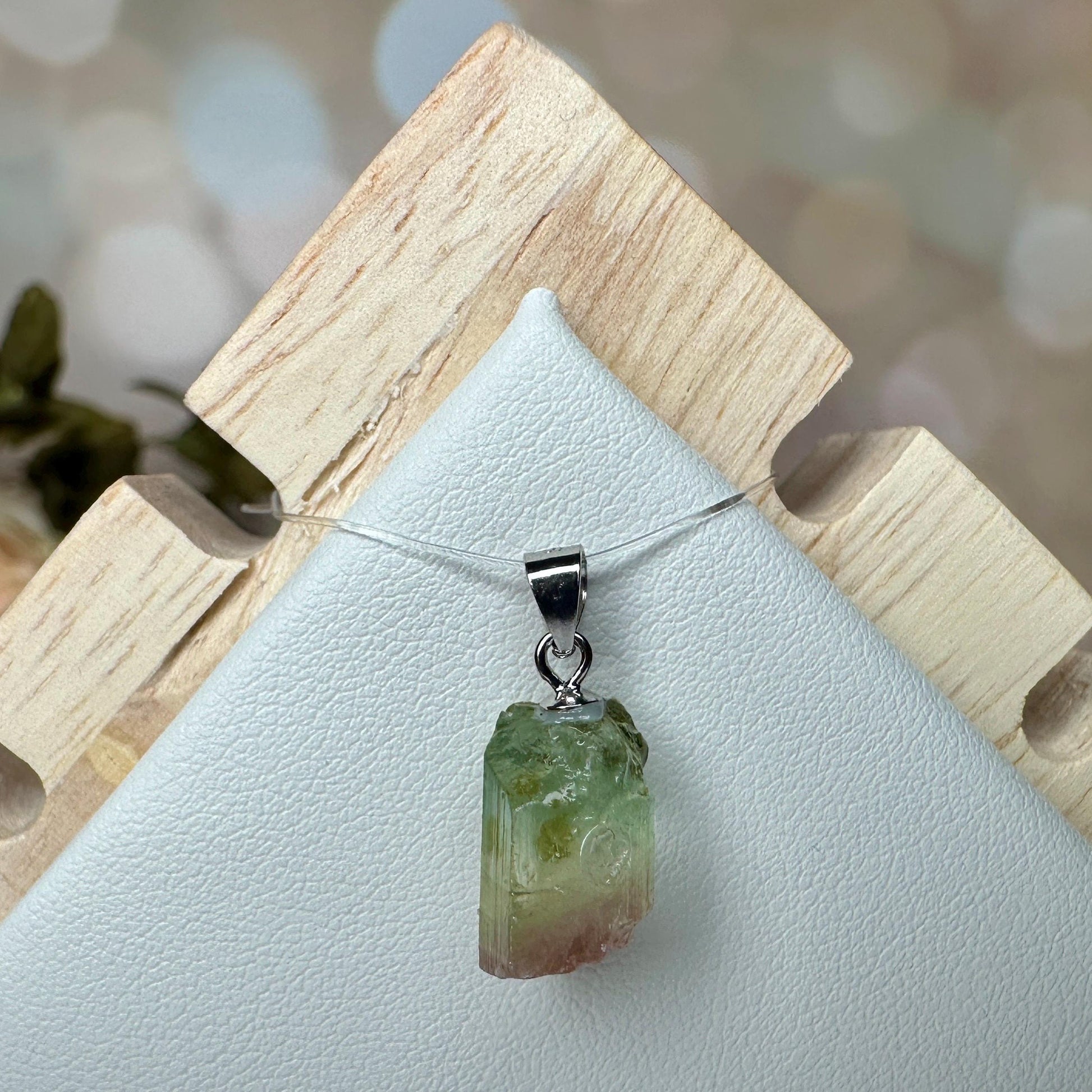 Dainty Watermelon Tourmaline Pendant | Raw High-Quality Exquisite Crystal Jewelry for Necklace