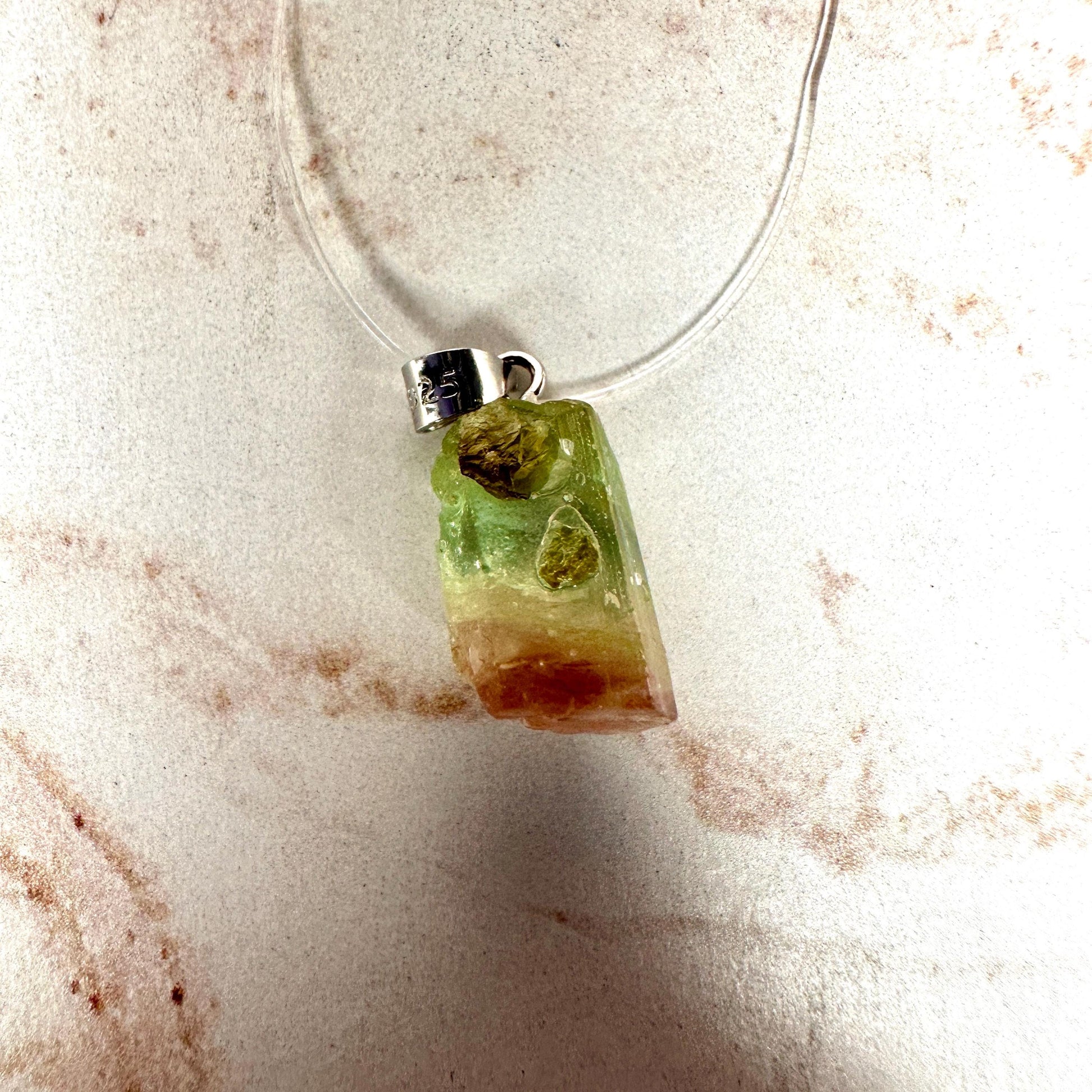 Dainty Watermelon Tourmaline Pendant | Raw High-Quality Exquisite Crystal Jewelry for Necklace