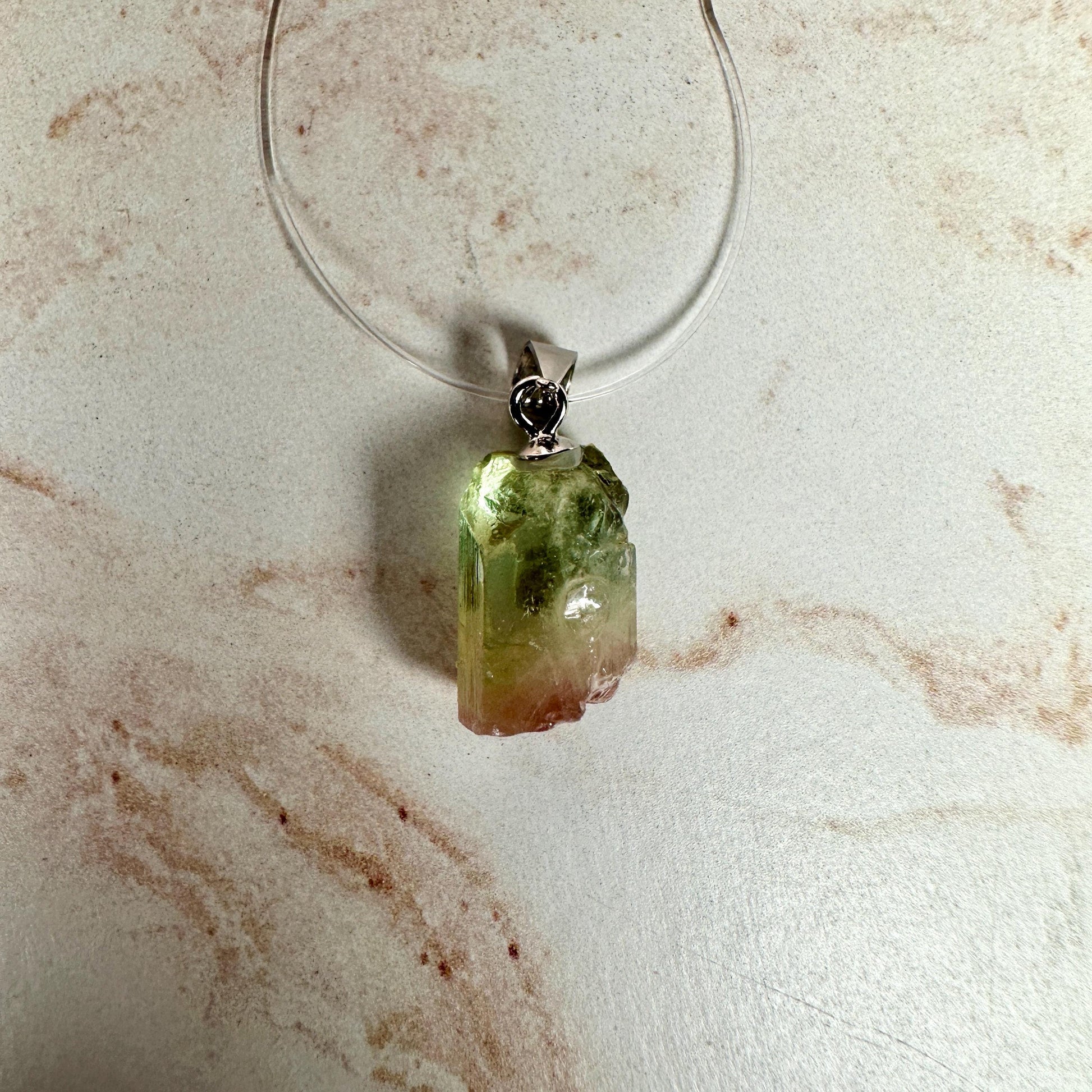 Dainty Watermelon Tourmaline Pendant | Raw High-Quality Exquisite Crystal Jewelry for Necklace