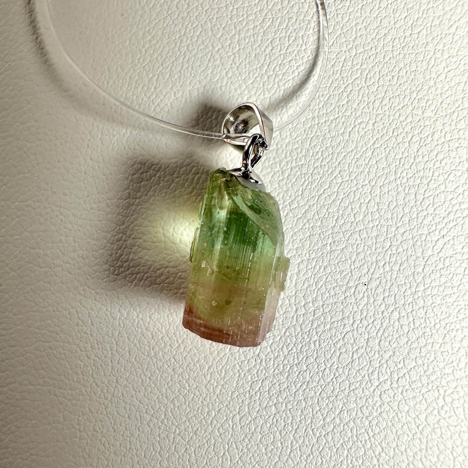 Dainty Watermelon Tourmaline Pendant | Raw High-Quality Exquisite Crystal Jewelry for Necklace