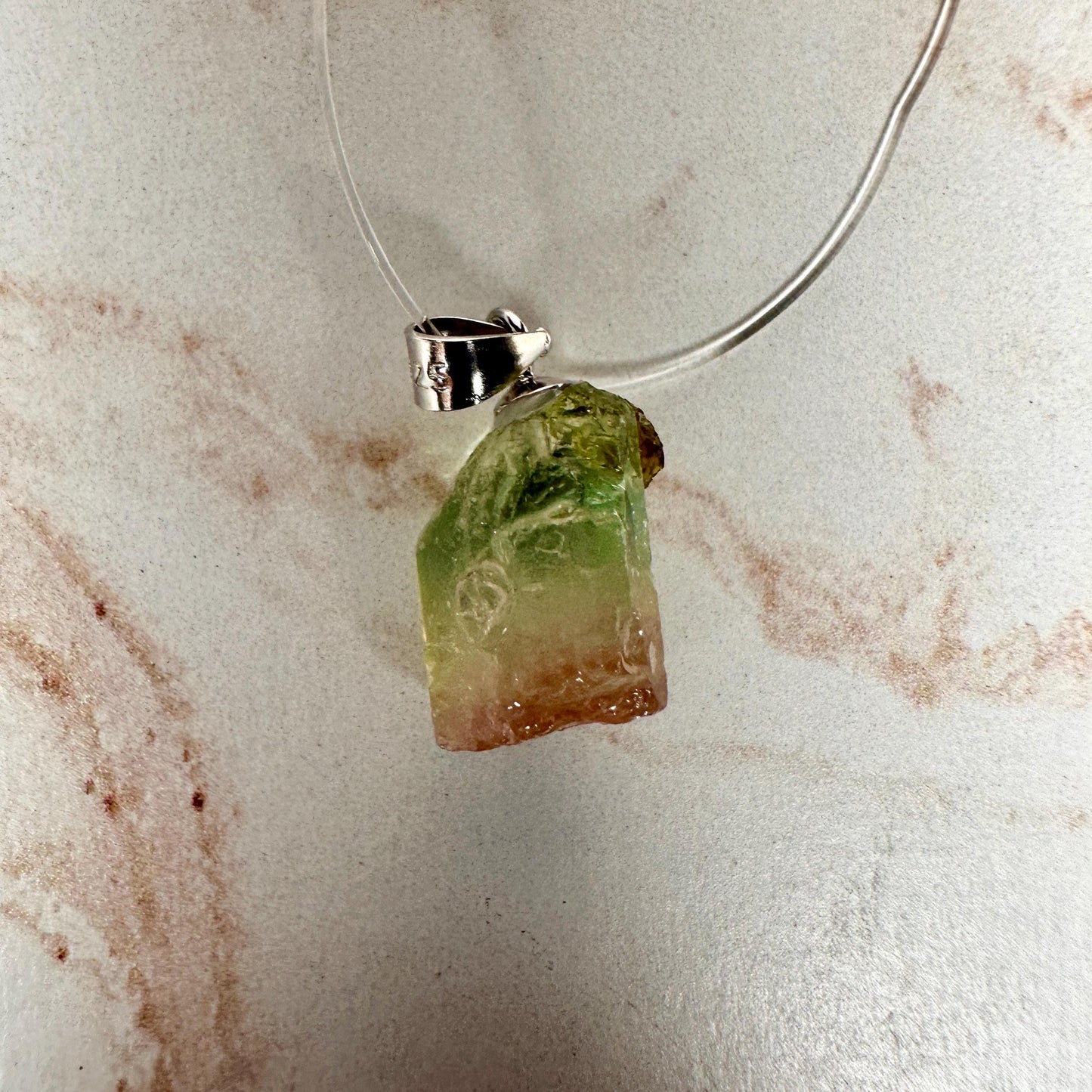 Dainty Watermelon Tourmaline Pendant | Raw High-Quality Exquisite Crystal Jewelry for Necklace