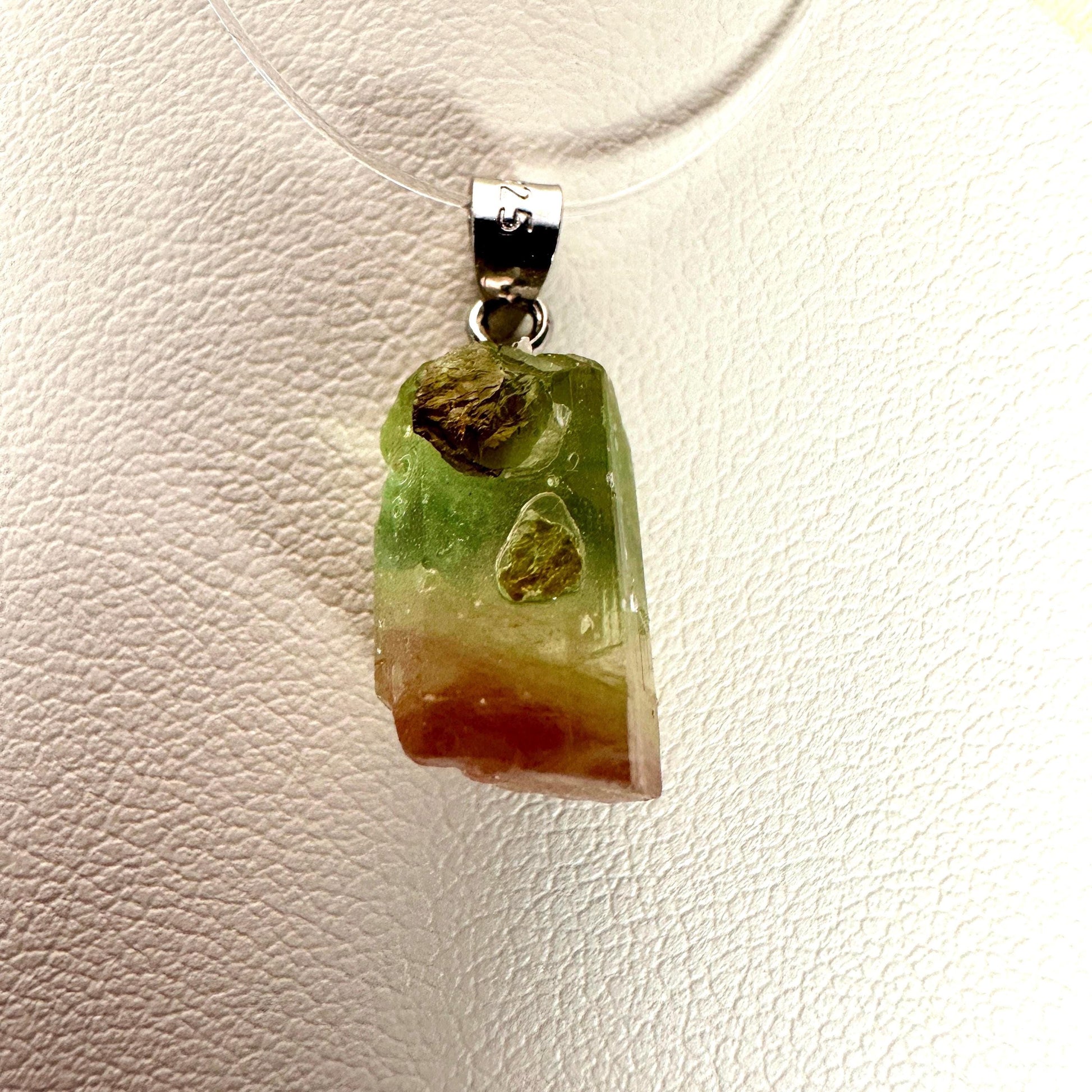 Dainty Watermelon Tourmaline Pendant | Raw High-Quality Exquisite Crystal Jewelry for Necklace