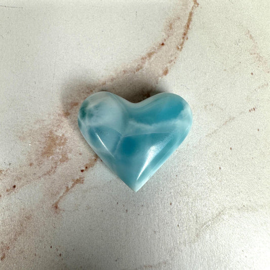 Gorgeous Larimar Heart Carving High-Quality Grade From The Dominican Republic | Tucson Gem Show Exclusive