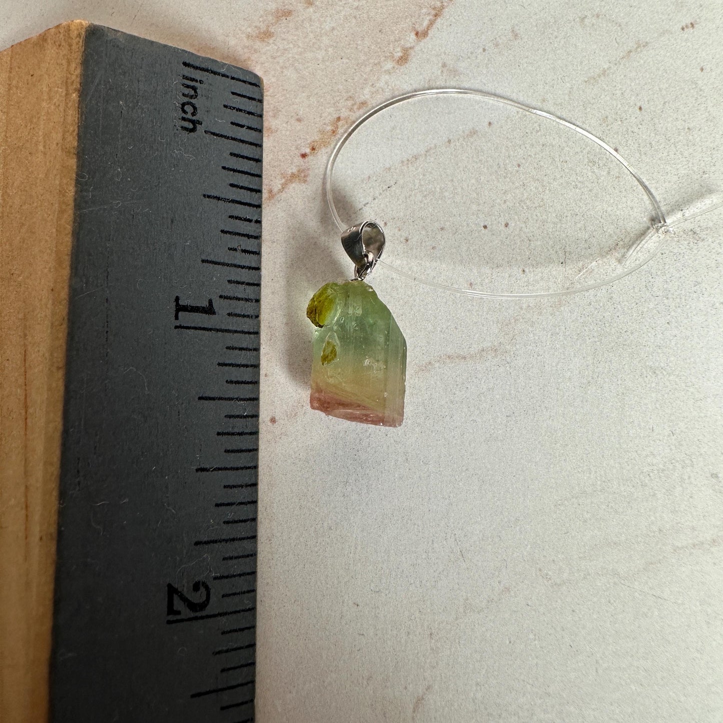 Dainty Watermelon Tourmaline Pendant | Raw High-Quality Exquisite Crystal Jewelry for Necklace