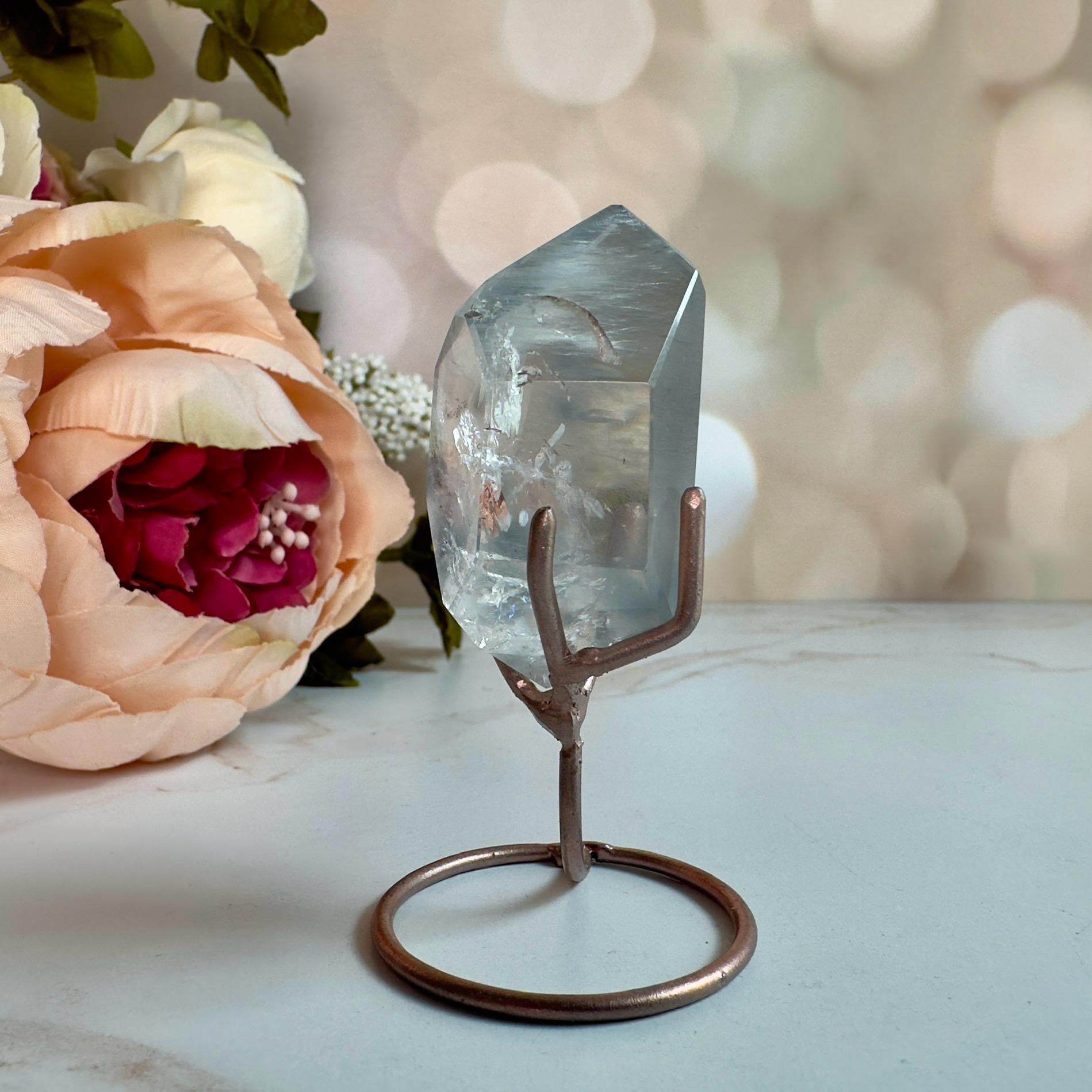 blue Tara / blue amphibole quartz on stand from Brazil