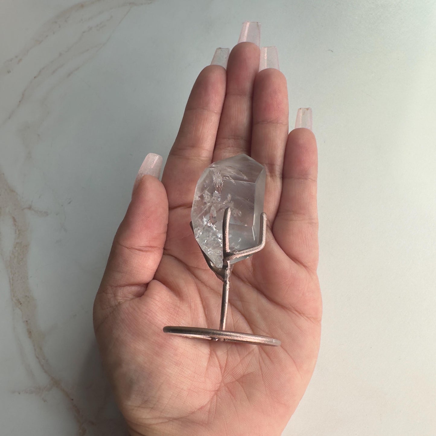 blue Tara / blue amphibole quartz on stand from Brazil