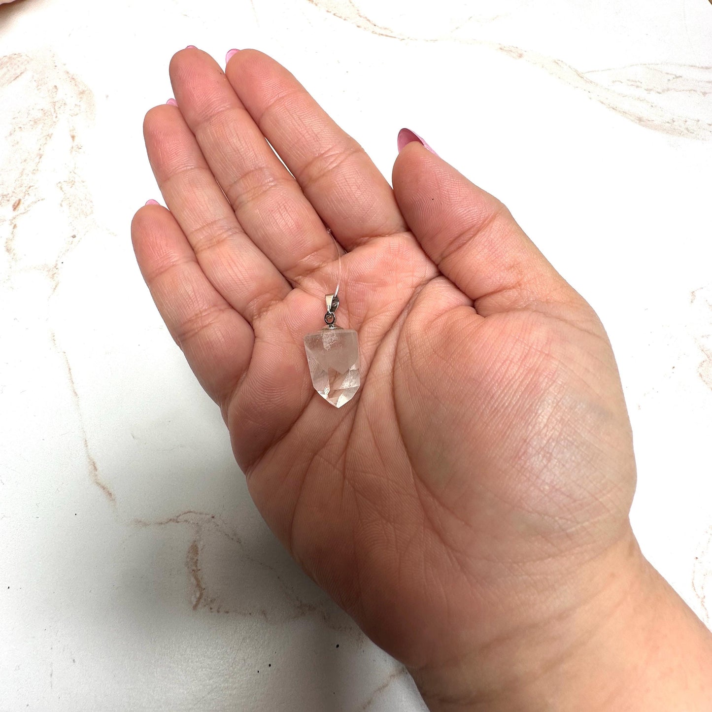 Clear Phantom Quartz Pendant From Brazil