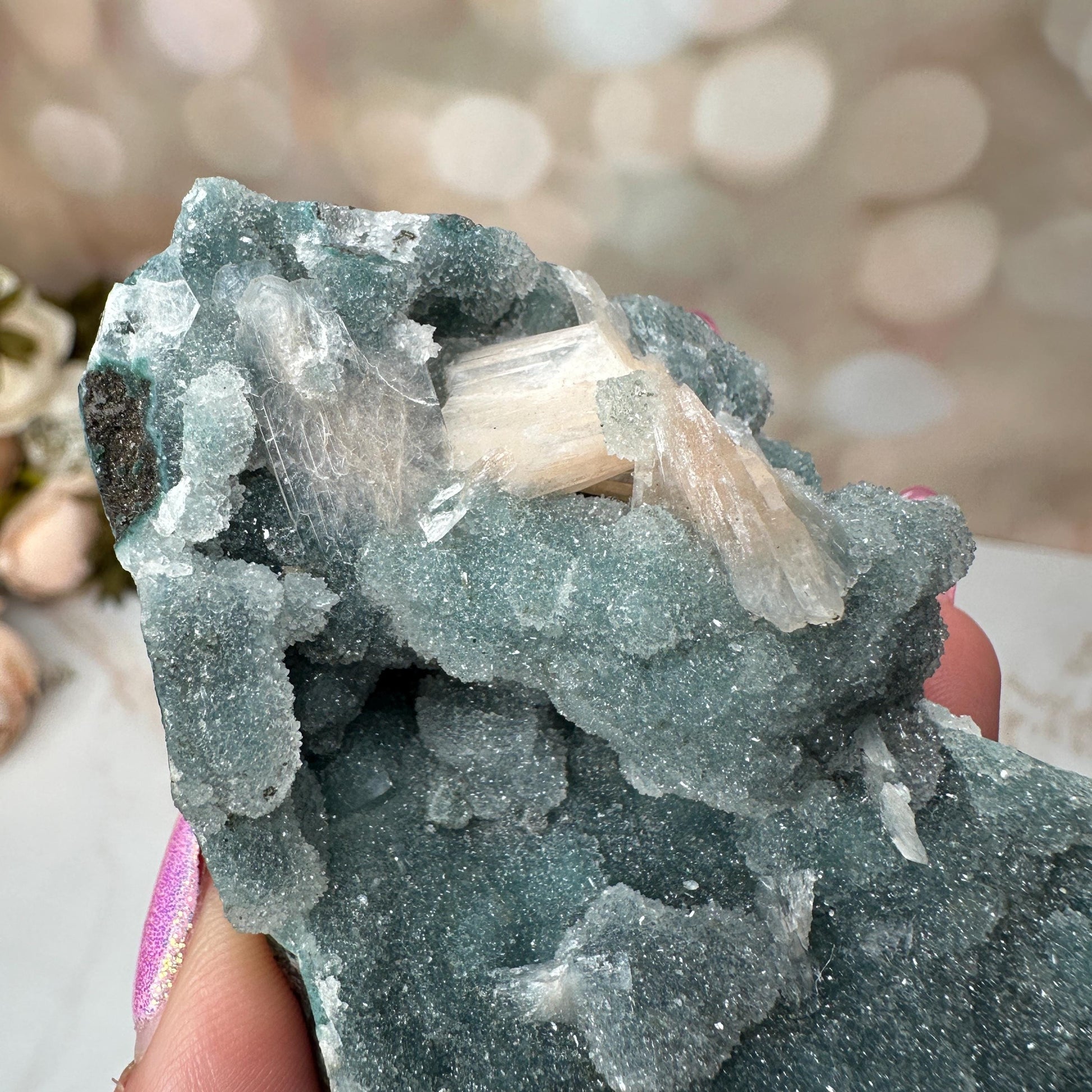 Stunning Blue Apophyllite With Pink Stilbite High Quality Specimen Crystal From India | Tucson Gem Show Exclusive