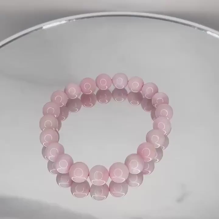 Beautiful Peruvian Pink Opal Bracelet High-Quality Crystal Jewelry Beads in 9.3mm