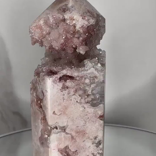 Unique Pink Amethyst Tower | Sparkly |  High-Quality | Genuine | Extra Druzy | Banding | Crystal | Statement Piece