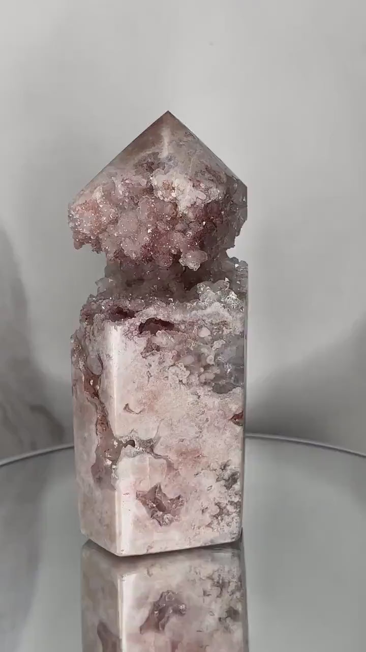 Unique Pink Amethyst Tower | Sparkly |  High-Quality | Genuine | Extra Druzy | Banding | Crystal | Statement Piece