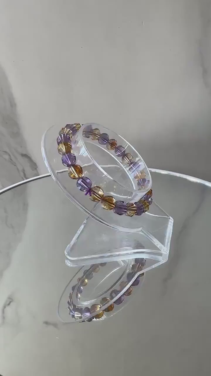 Elegant Citrine & Amethyst Faceted Bracelet | AAA Clarity | High-Quality | Crystal Bracelet | Genuine