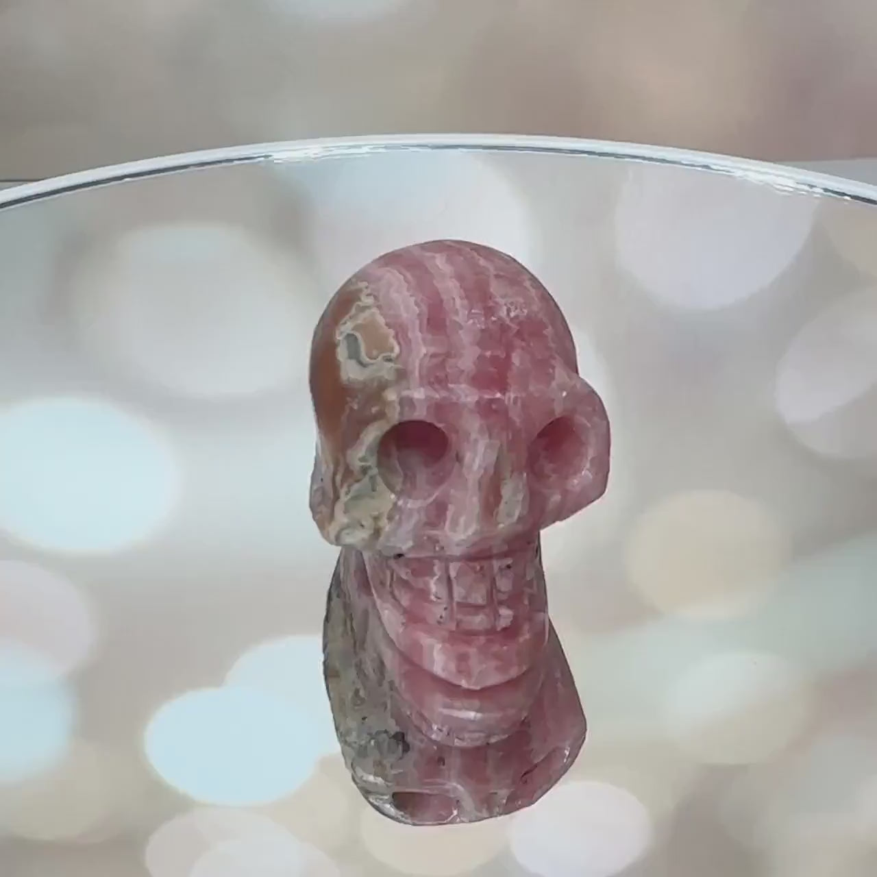 Amazing Rhodochrosite Skull Hand Carved Genuine Crystal From Argentina | Tucson Gem Show Exclusive