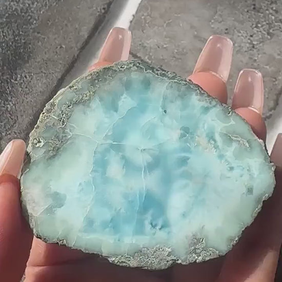 Amazing Larimar Slab High-Quality Blue Crystal Slice From The Dominican Republic | Tucson Gem Show Exclusive