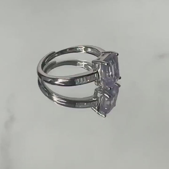 Lovely Lavender Moon Quartz Ring Sterling Silver 925 | Crystal Jewelry | High-Quality | Natural | Purple | Transparent Zircon | From Brazil